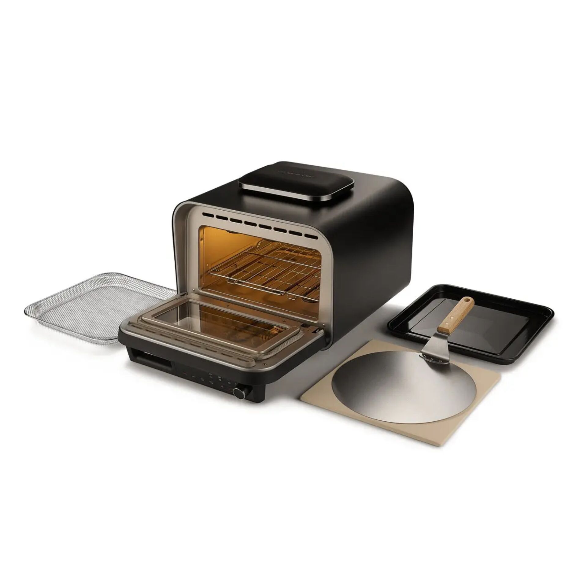Mini-Backofen, Umluftbackofen, Edelstahl, Glasfront, Backblech