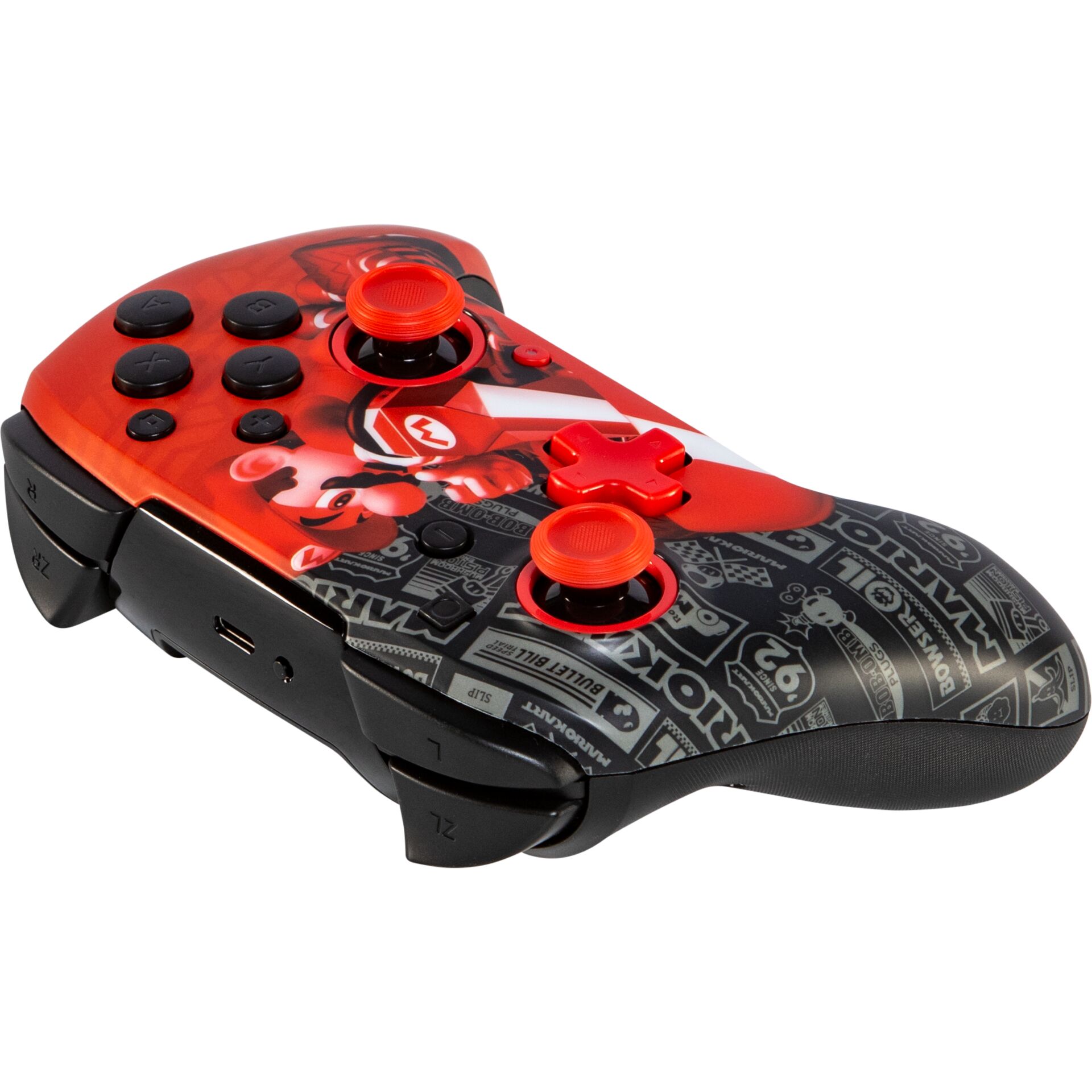 Game-Controller, Rotes Schwarzes Design, Dualer Joystick, Kreuz-D-Pad, Träger Null