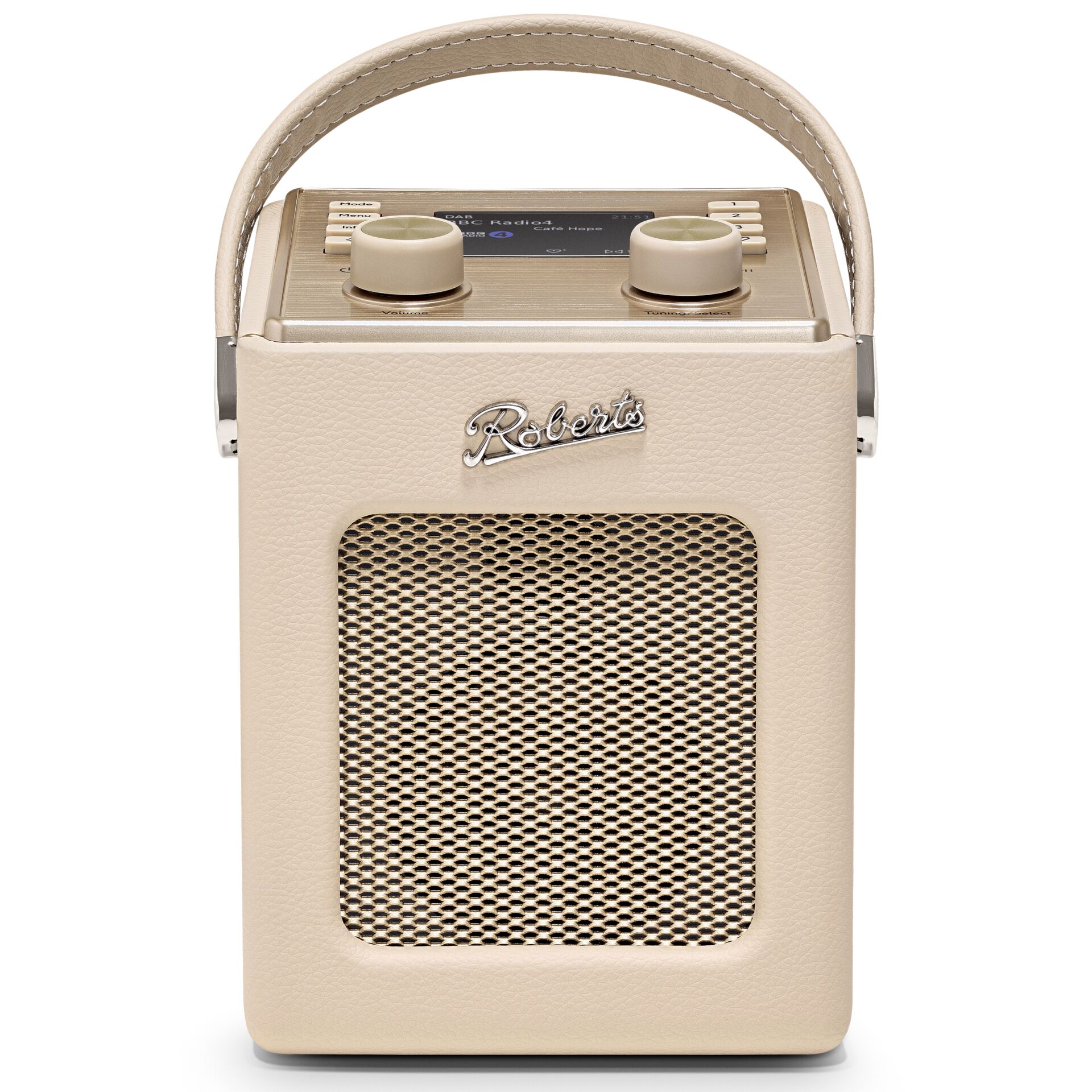 Tragbares Radio, Cremefarben, Lederoptik, Tragegriff, DAB-Radio
