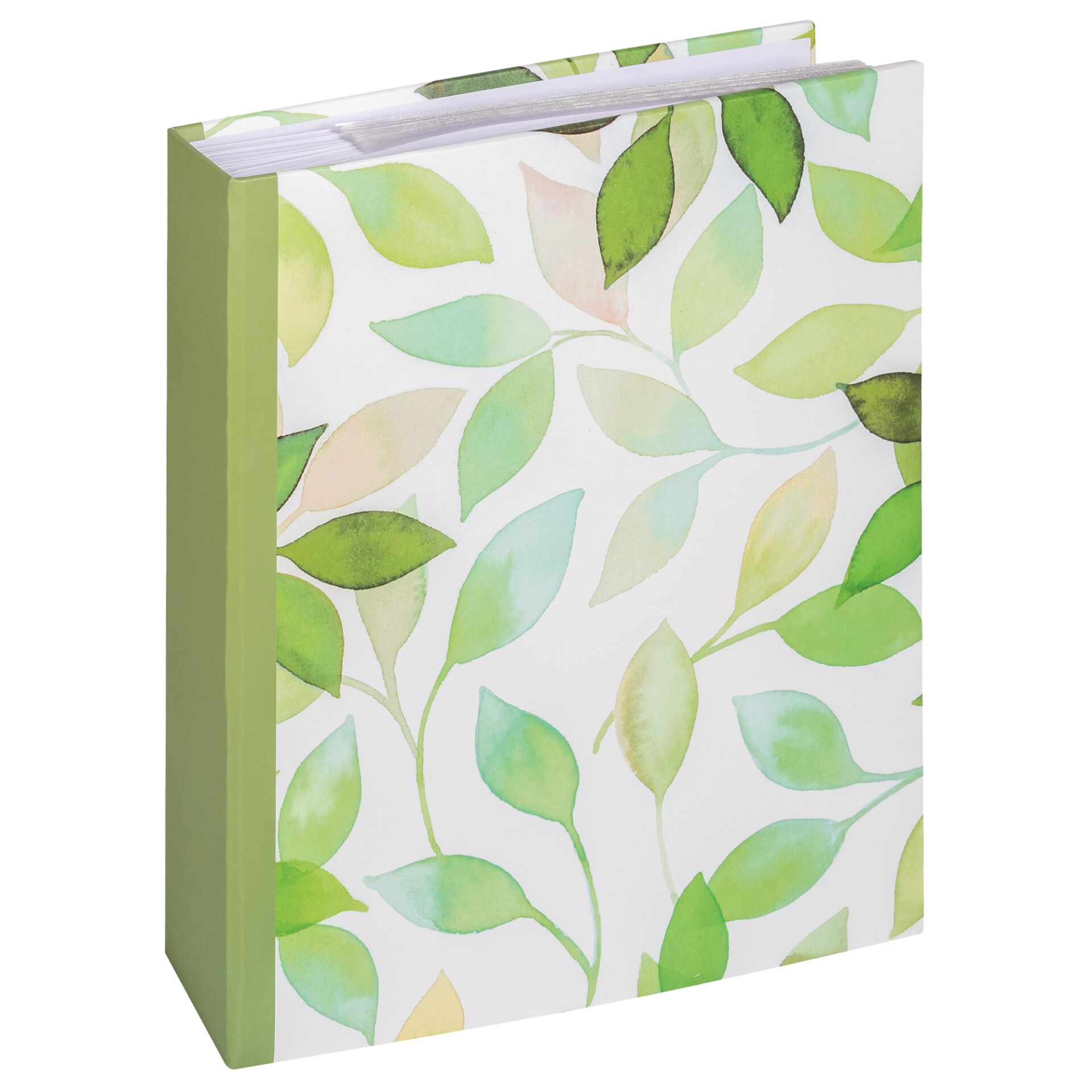 notebook, executive notebook, leaf pattern, green leaves, spiral bound