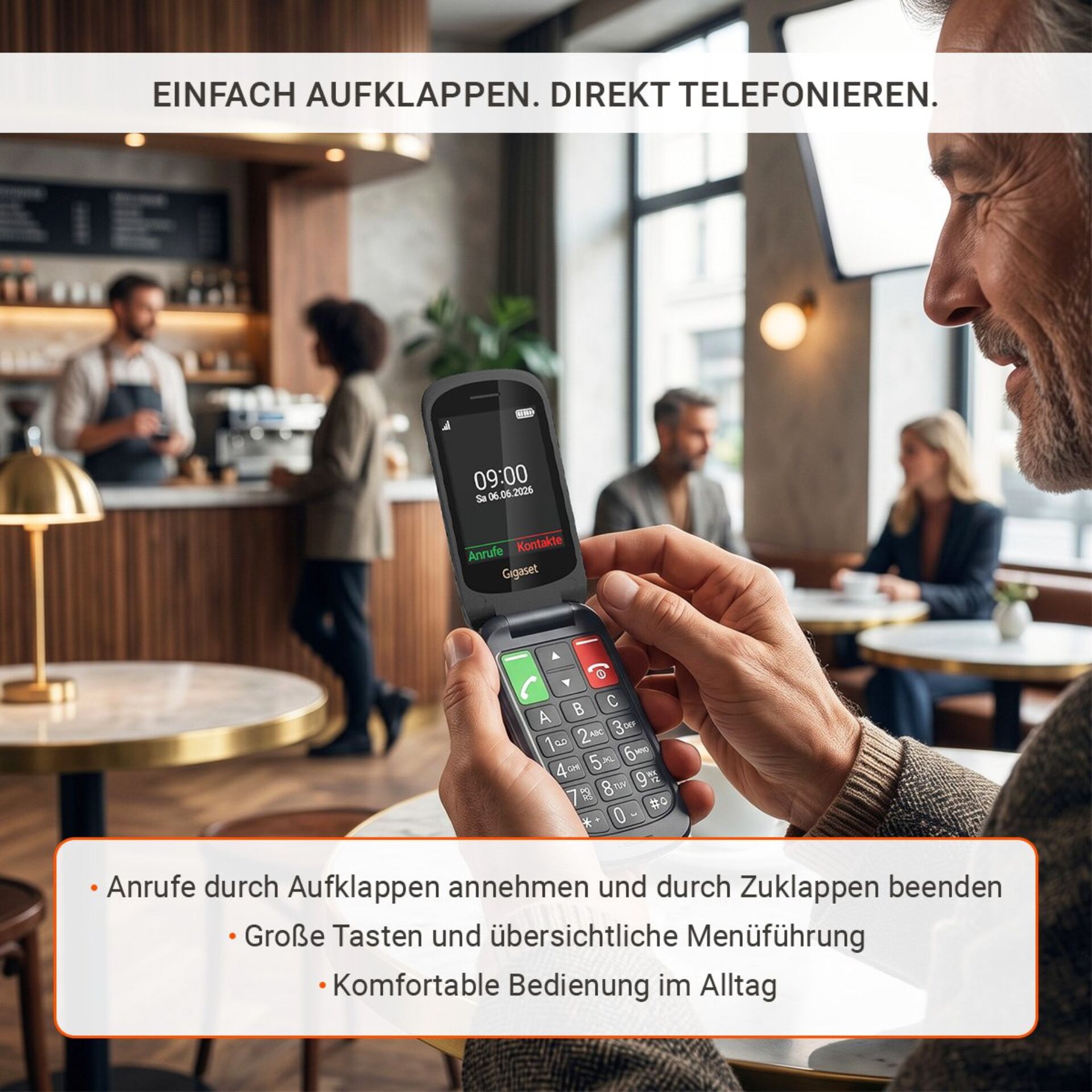Seniorphone, Klapphandy, Gigaset, Klapptelefon, Handy mit Klappdisplay