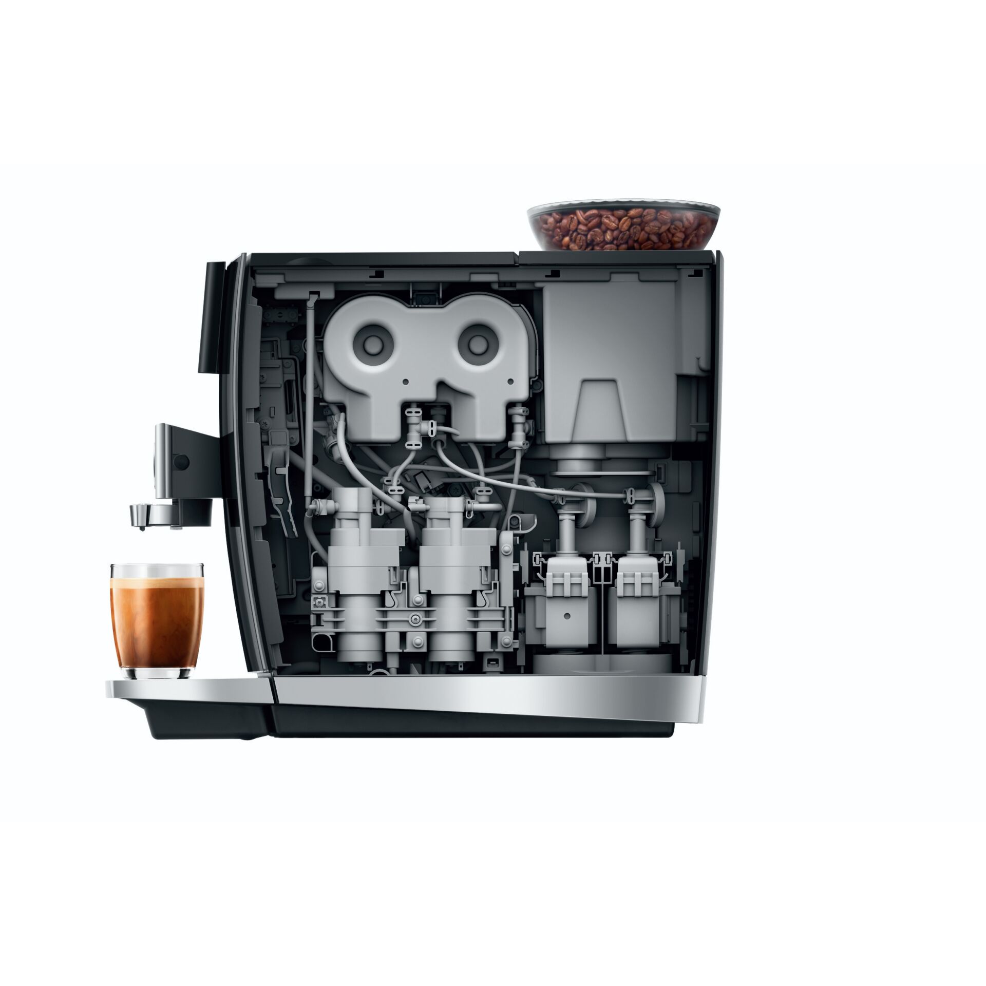 Kaffeemaschine, Inneres, Wasserbehälter, Kaffeeauslauf, Metall