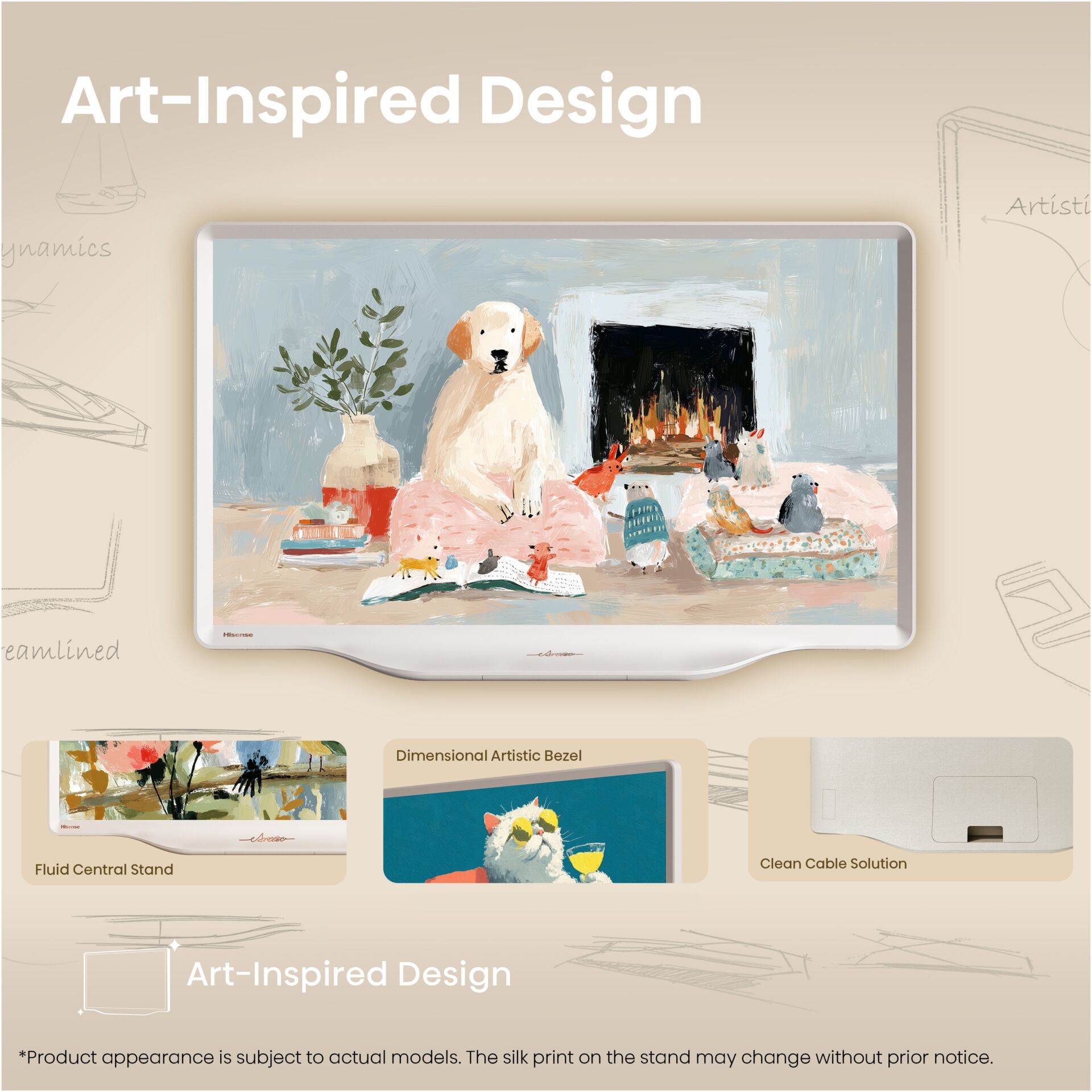 art print, Hund Illustration, Feuerstelle Szene, Aufsteller Deko, Tiergalerie