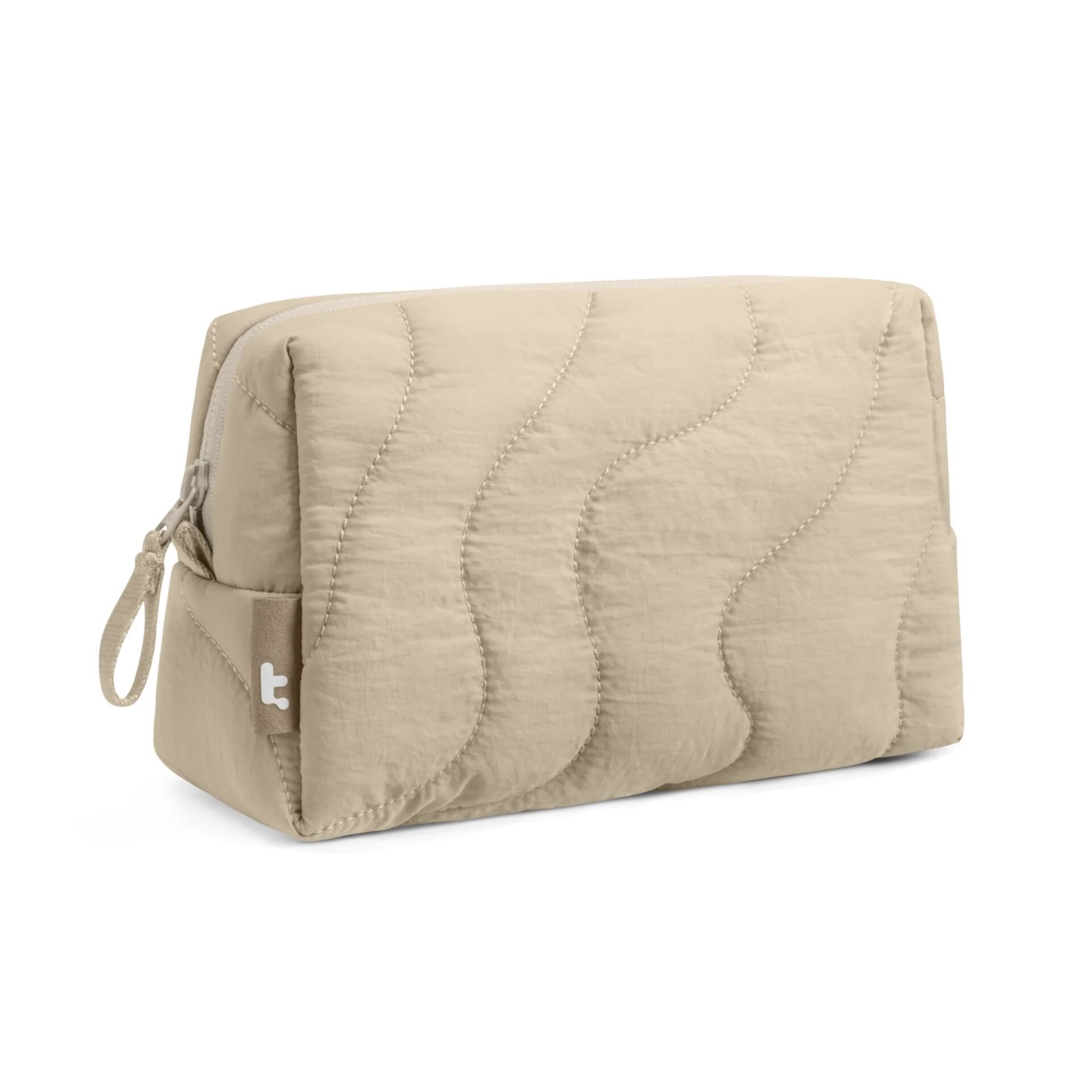 kosmetiktasche, reise-apfile, gequiltet, beige, Reißverschlusstasche