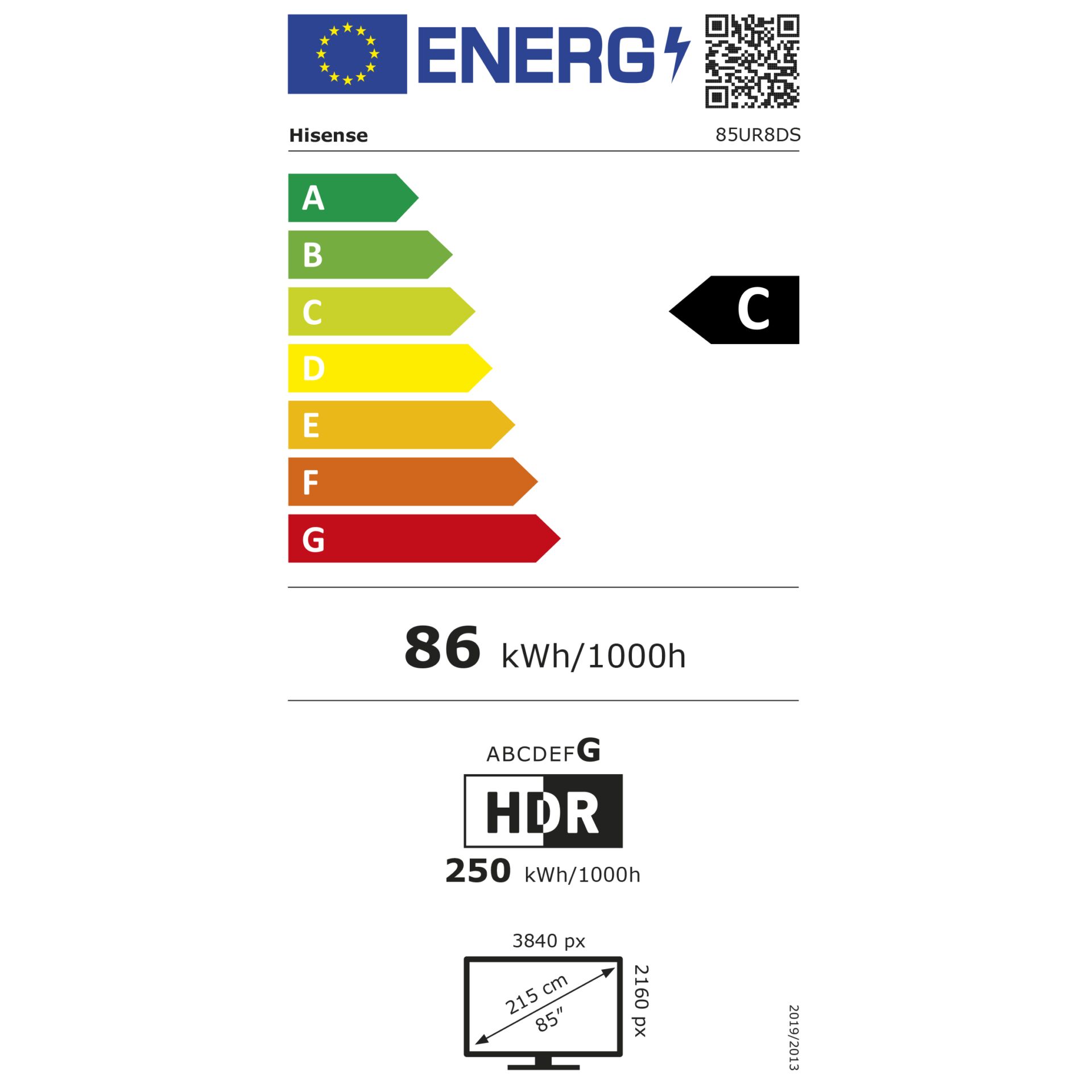 Hisense 85UR8DS – Energieeffizienzklasse C