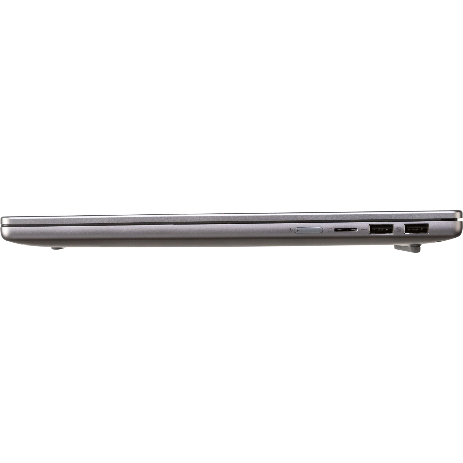 laptop, seitliche Ansicht, silber, USB-Anschlüsse, SD-Kartensteckplatz