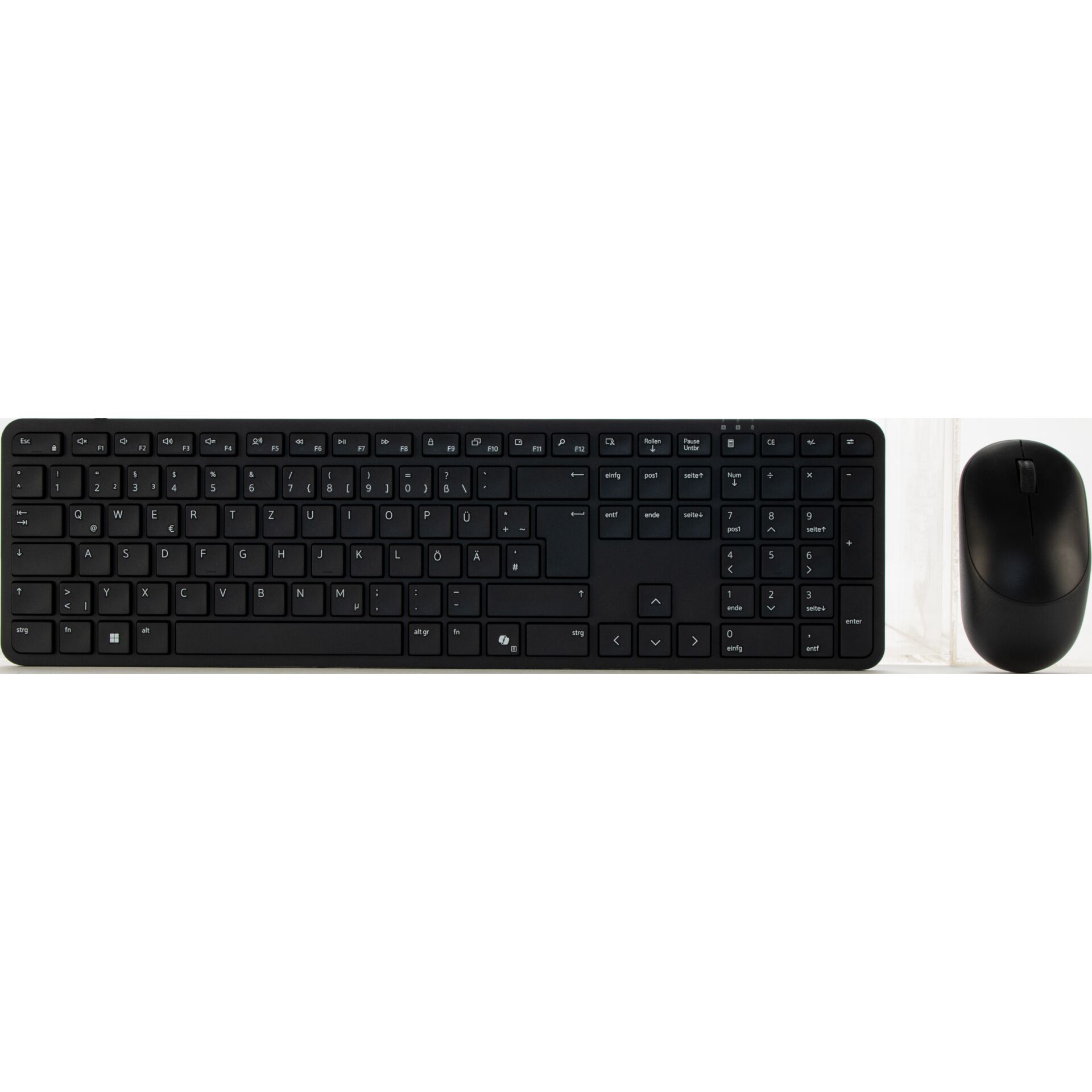 Tastatur-Maus-Set, schwarz, kabellos, QWERTZ-Tastatur, Ziffernblock