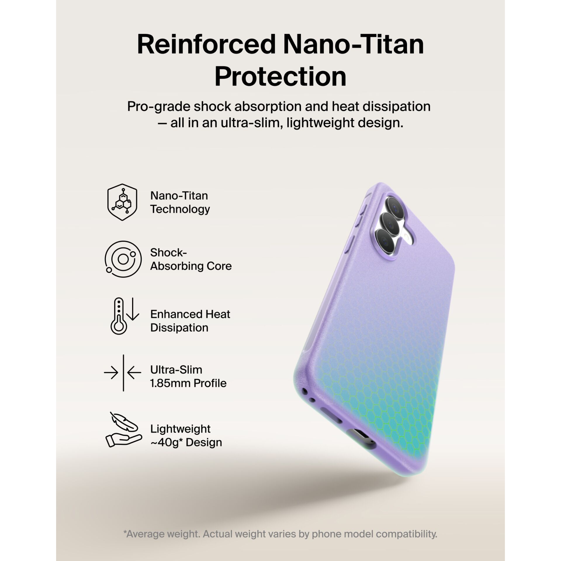 Nano-Titan-Technologie, Stoßabsorbierender Kern, Effiziente Wärmeableitung, Ultra-dünnes Profil, Leichtes Design