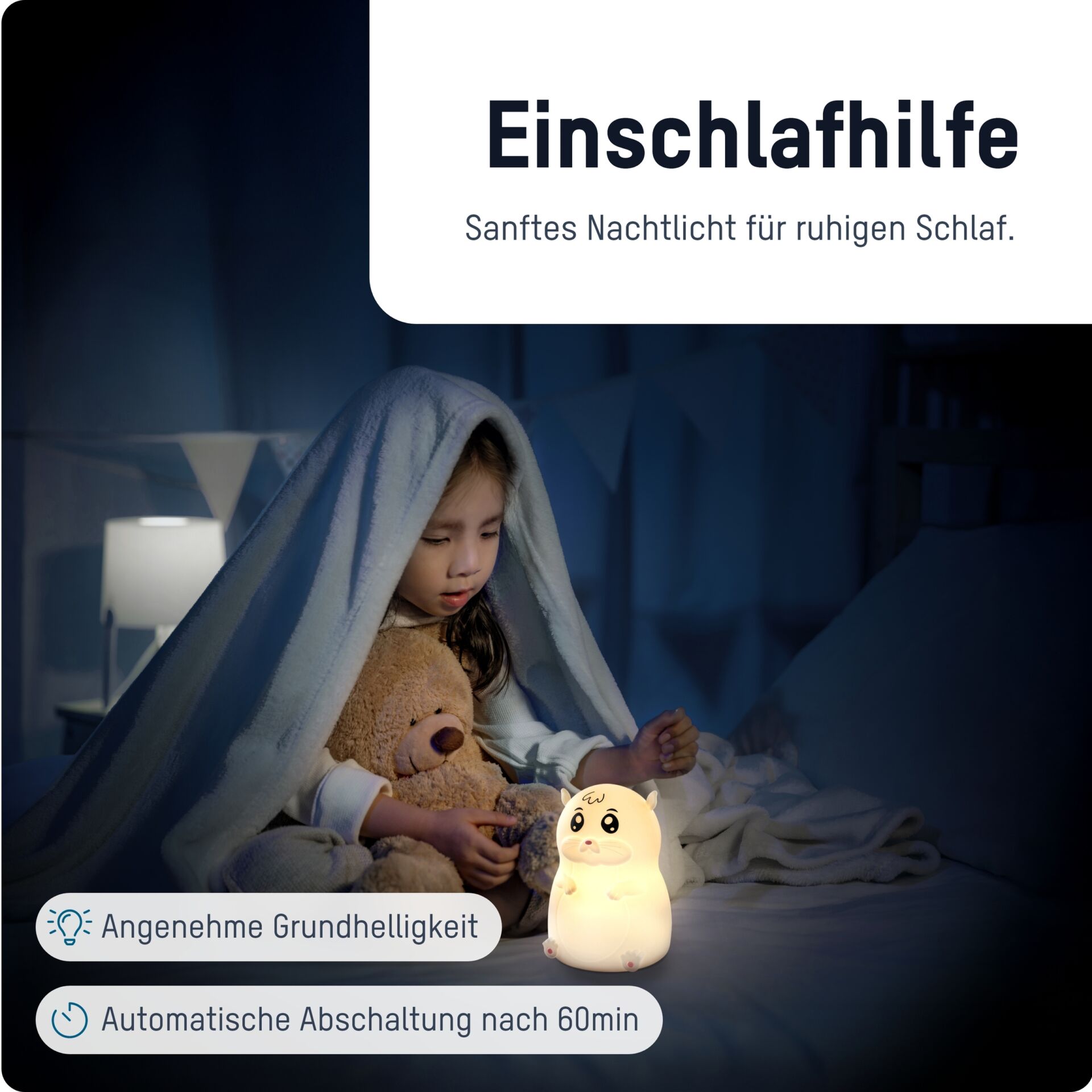 Nachtlicht, Kinderzimmer, Plaid-Decke, Teddy, Tierlampe