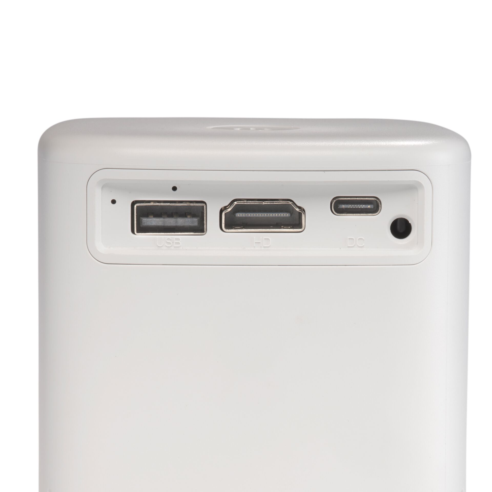 USB, HDMI, USB-C, DC-Steckdose, weiß