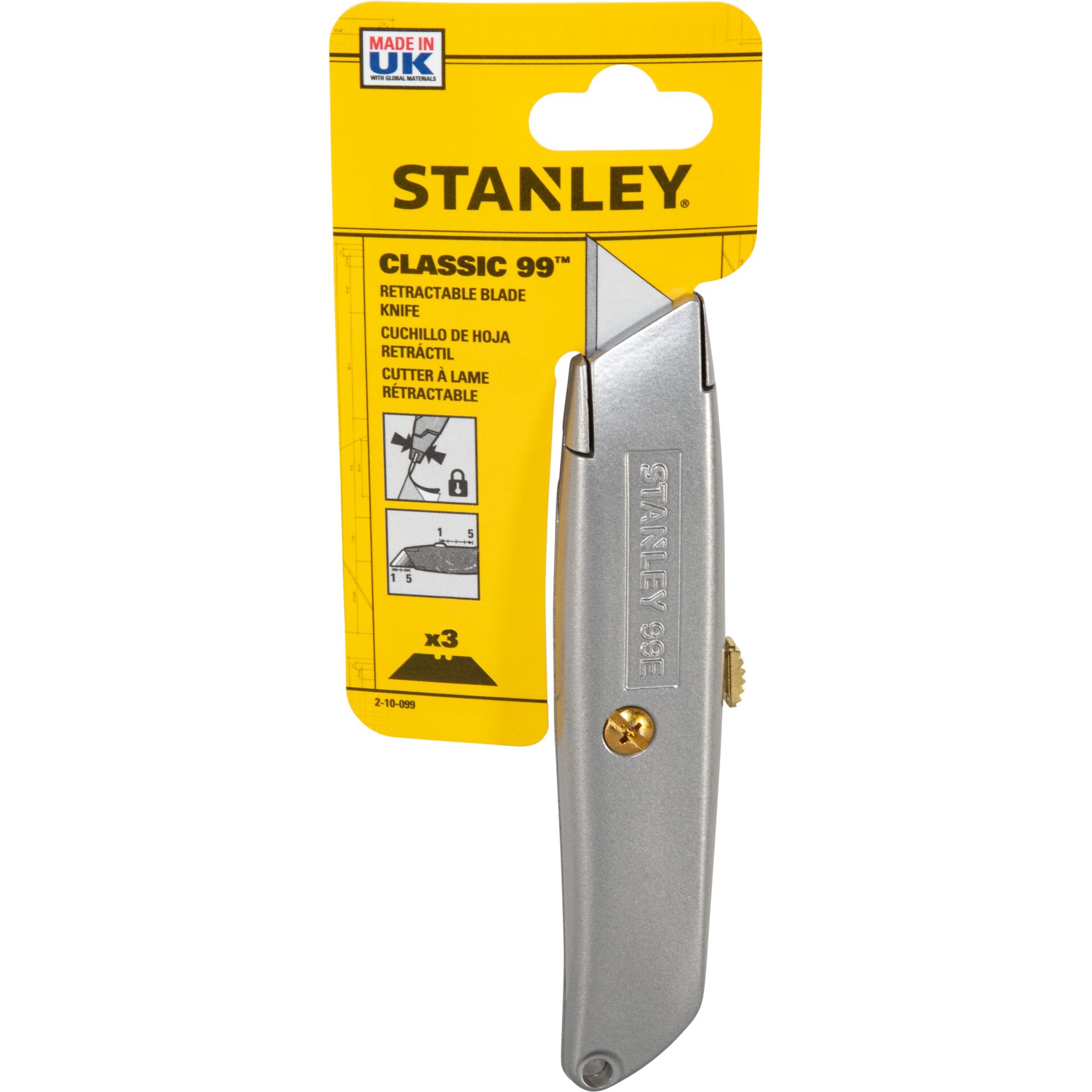 Stanley Messer,  retractable Klinge, Utility Messer, Metallgriff, Gelb Verpackung