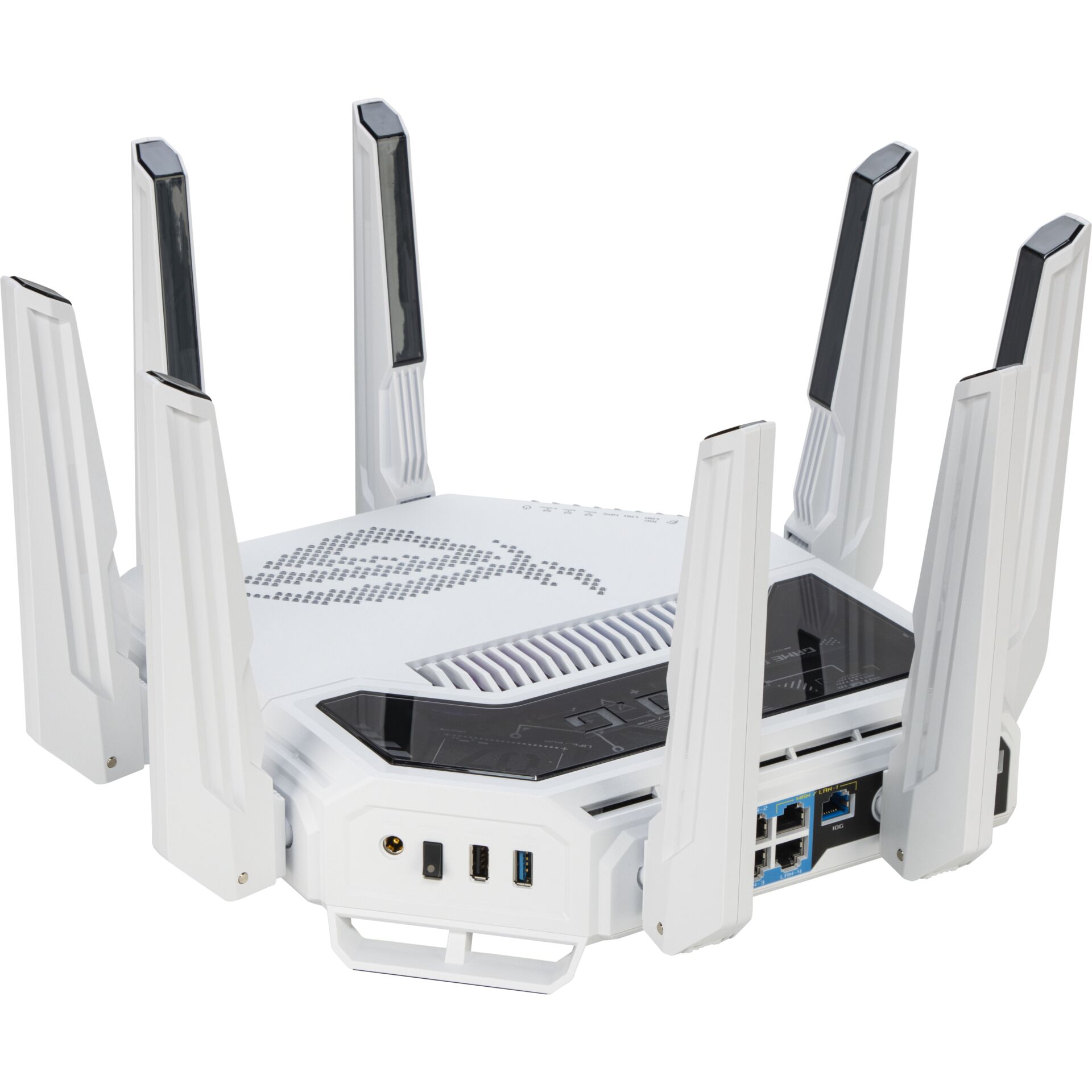 WLAN-Router, Dualband, Weiß, Antennen, USB-Anschlüsse, Router, Drahtloser Router, Wi-Fi 6, Acht Antennen, Weiß