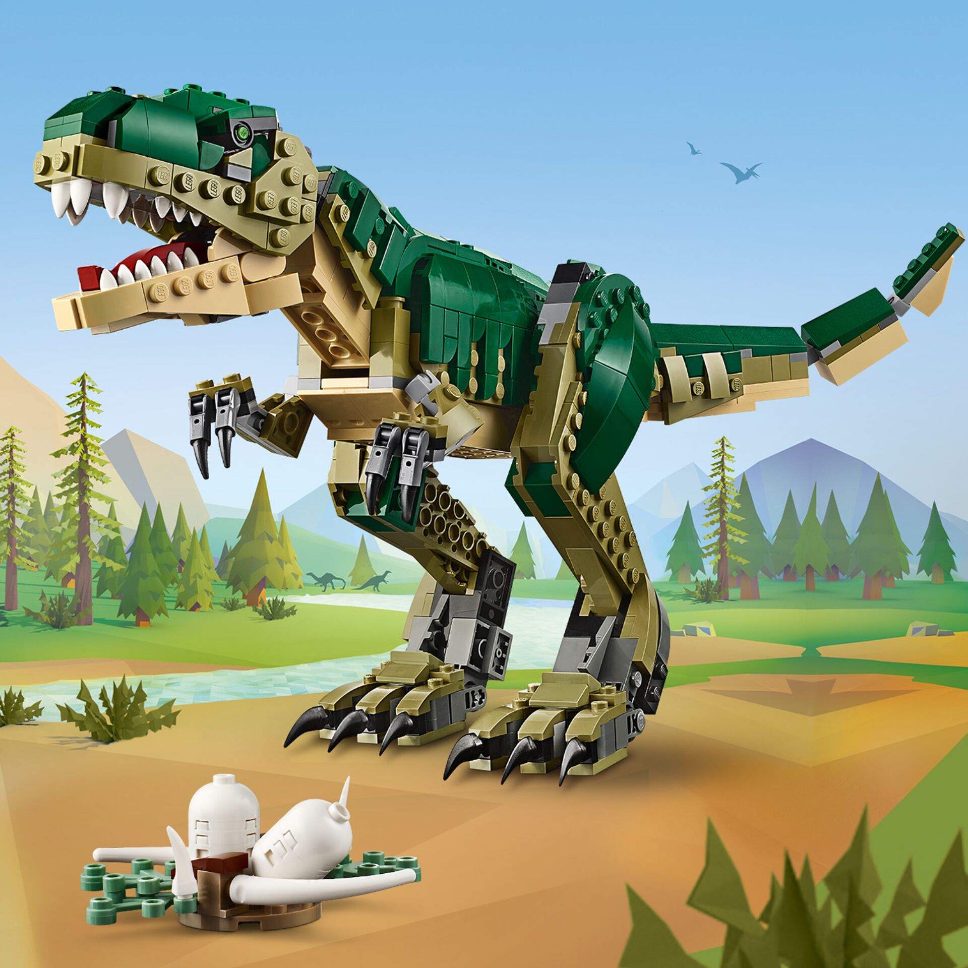 lego, dinosaur, t-rex, grün, baukasten