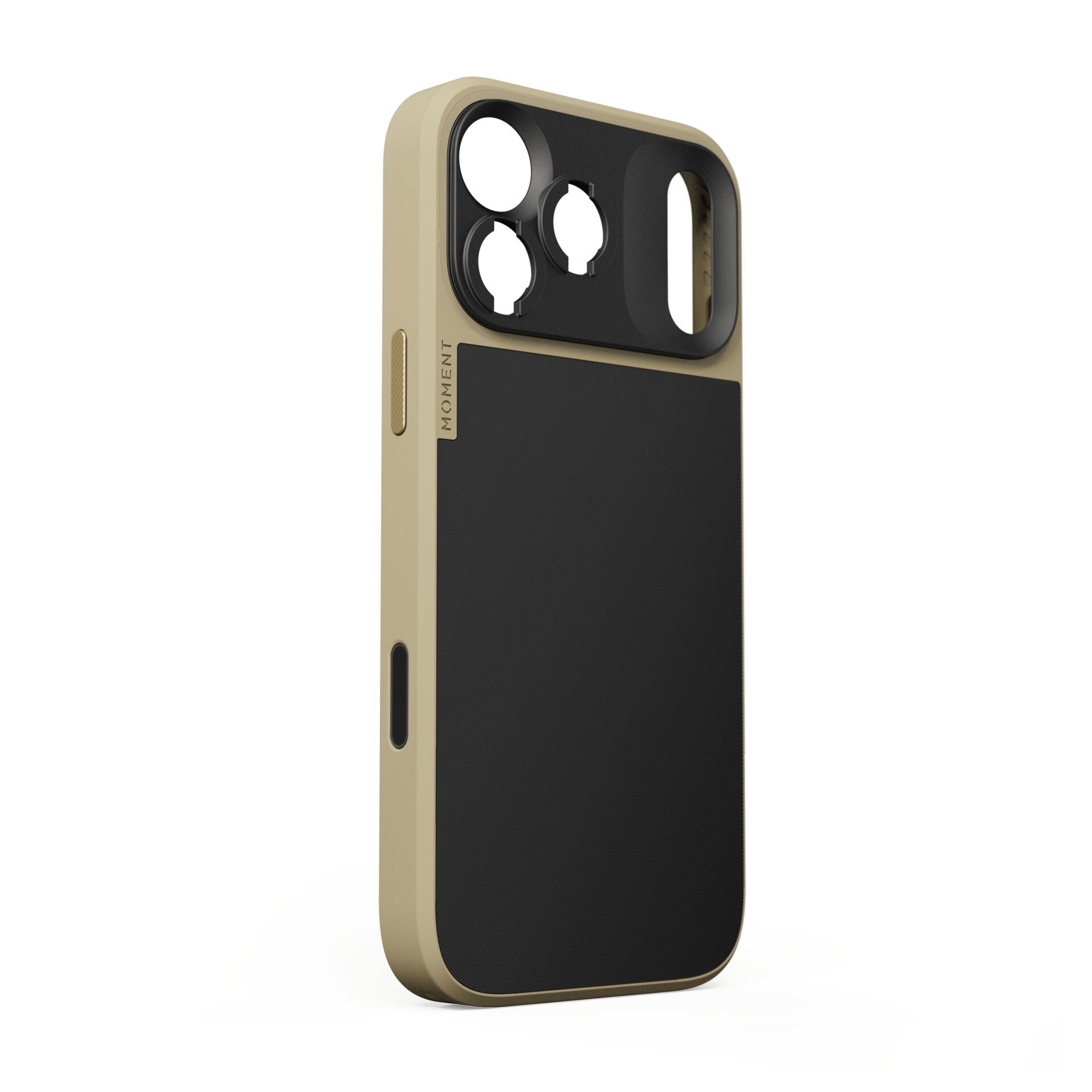Hülle für Telefon, Kameraaussparungen, Magnetischer Griff, Beige, Schwarze Platte
