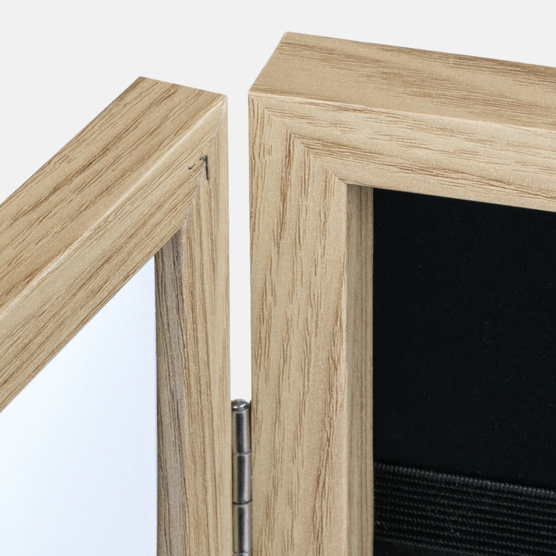 Holzrahmen, Bilderrahmen, Halterung, Metallbeschlag, Naturholz, Holzrahmen, Rahmen, Eiche, Korpus-Rahmen, Schwarzfutter