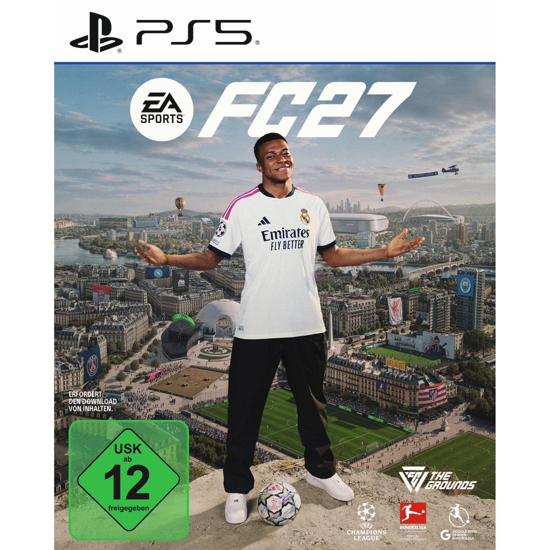 fußball, PS5, Spielecover, real Madrid Trikot, Football-Stadion