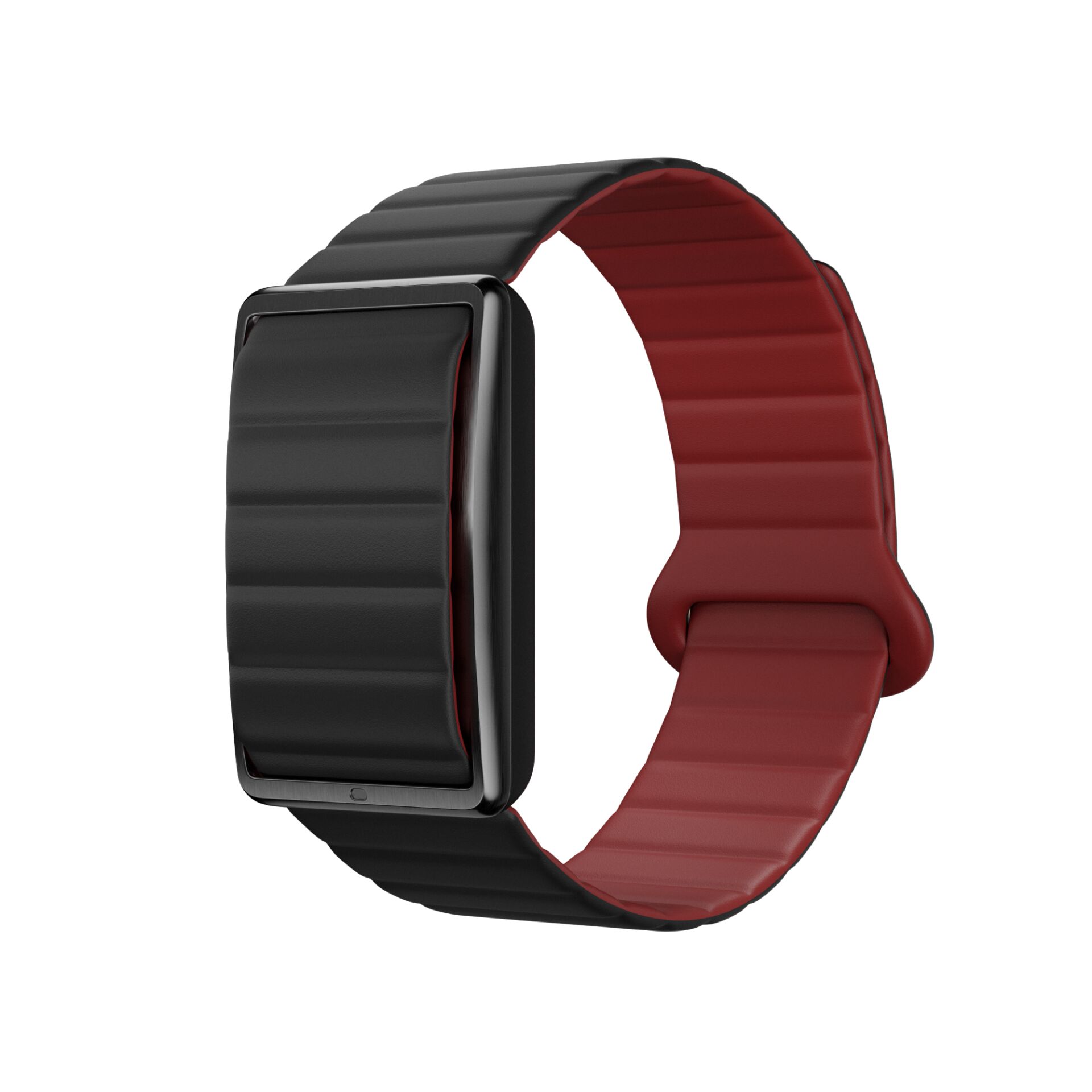 Smartwatch, Silikonarmband, Schwarz, Bordeauxrot, Geripptes Armband