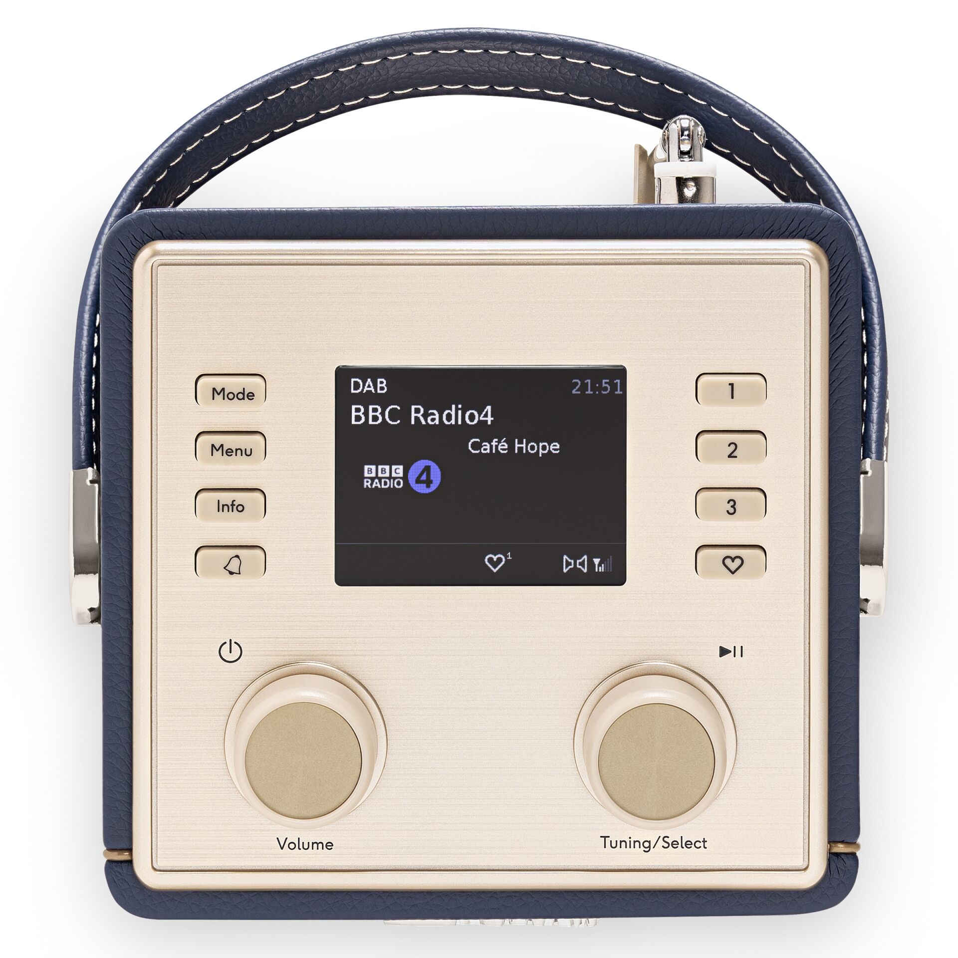 DAB-Radio, Tragbares Radio, Lederoptik, Dunkelblau, Digitaldisplay