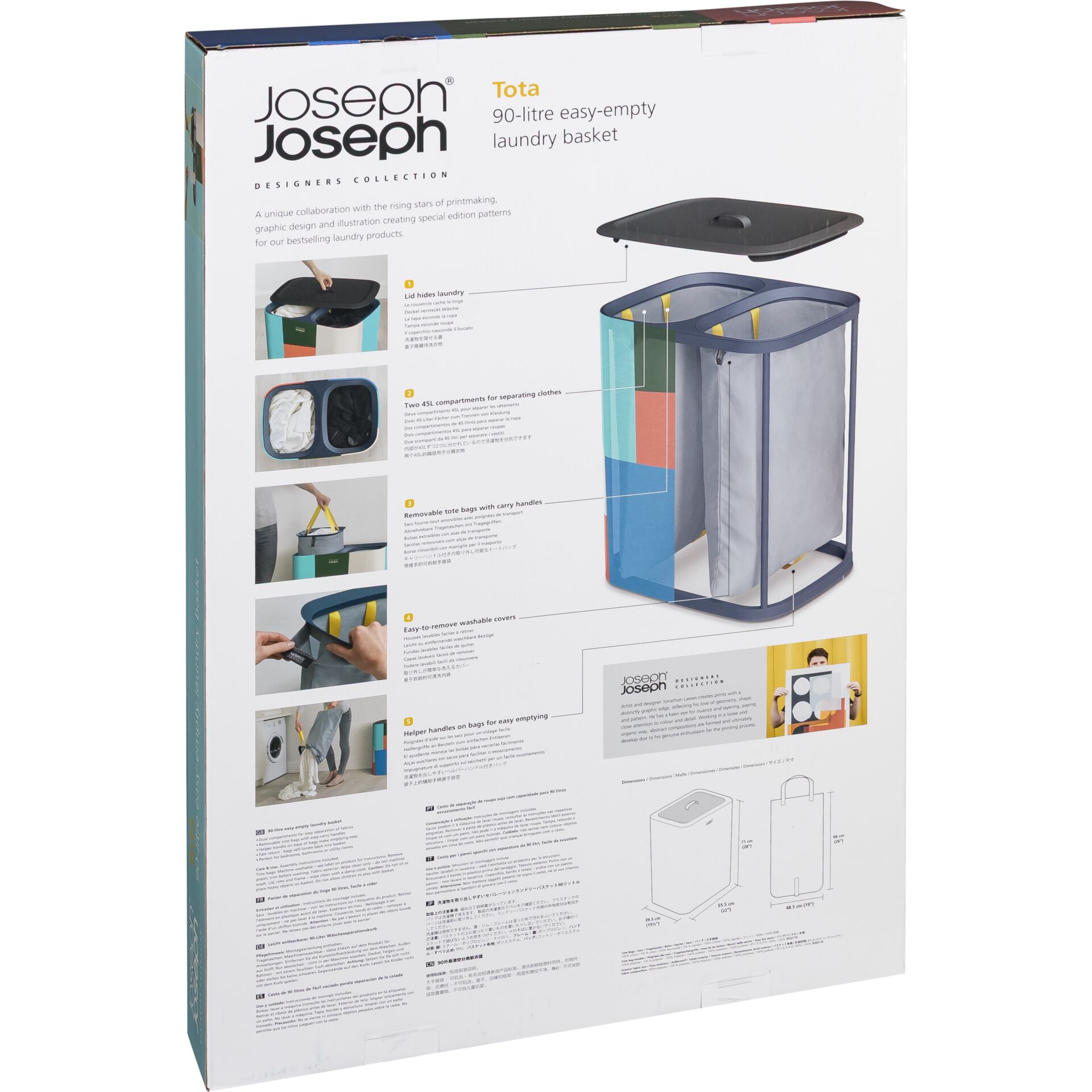 Wäschekorb, Tote, Stoffeinlage, faltbar, Griffe