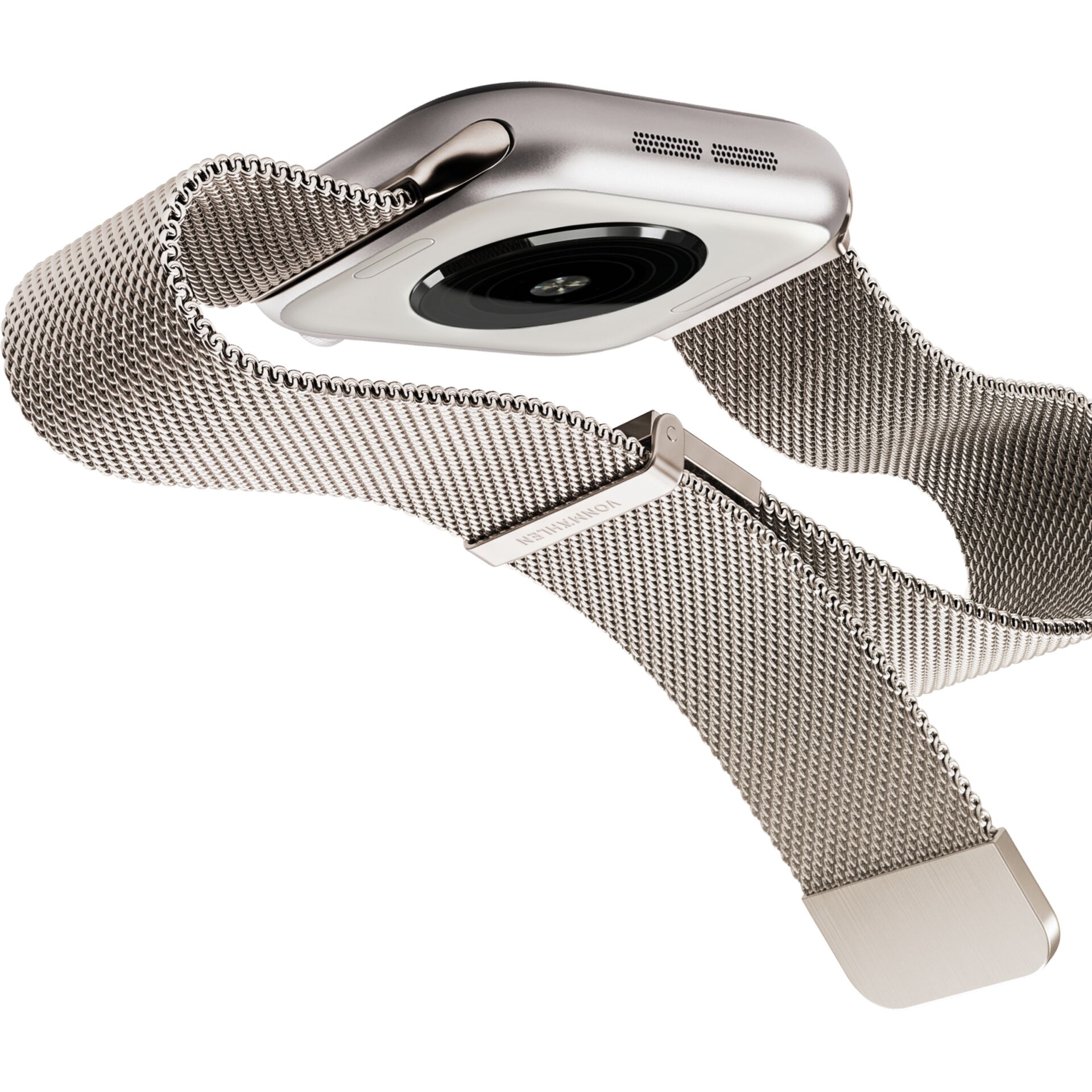 Smartwatch, Edelstahlgehäuse, Milanaise-Armband, Silberfarben, Herzfrequenzsensor
