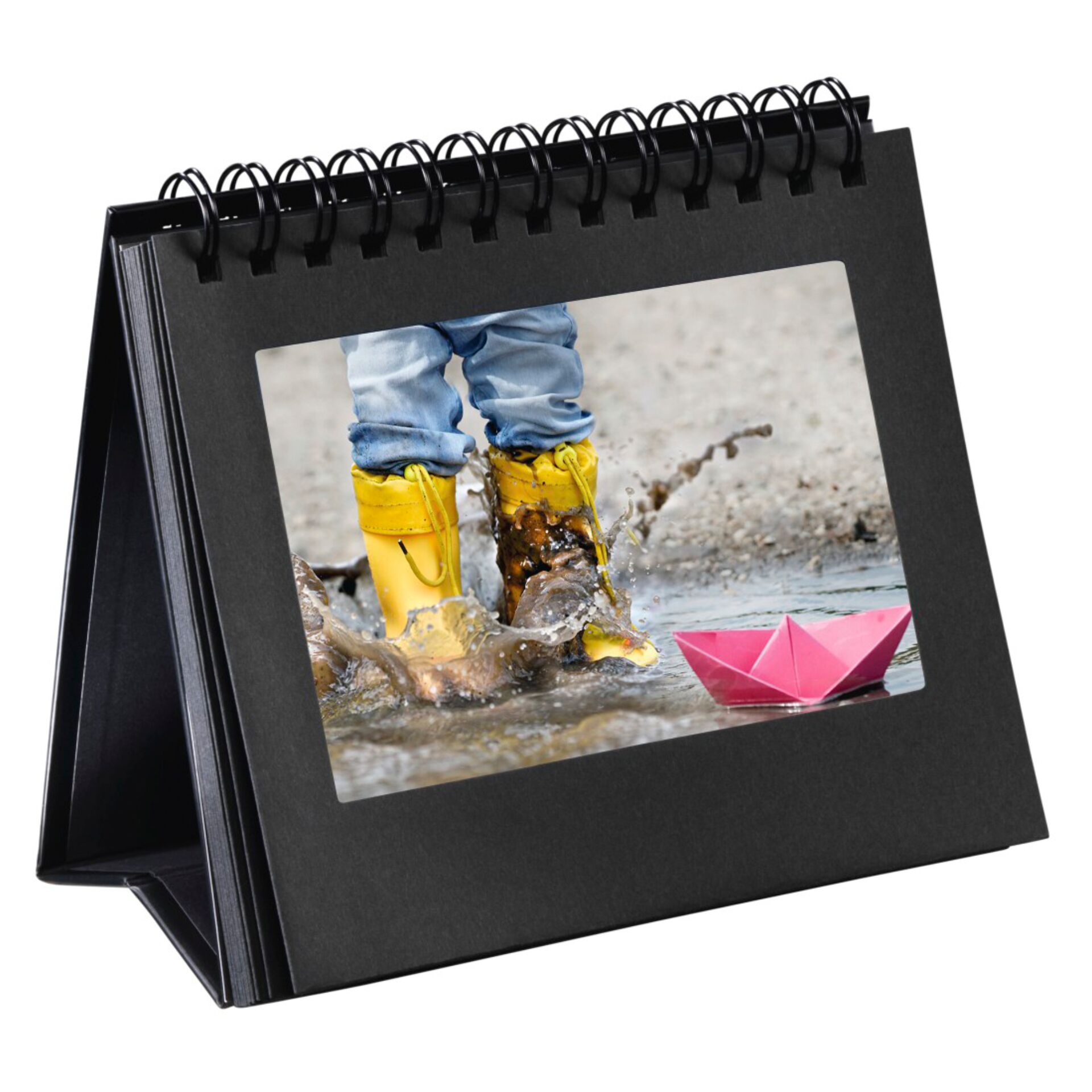 Seite, Text, Tischkalender, Spiralbindung, Schwarz, Fotoanzeige, Pappband
