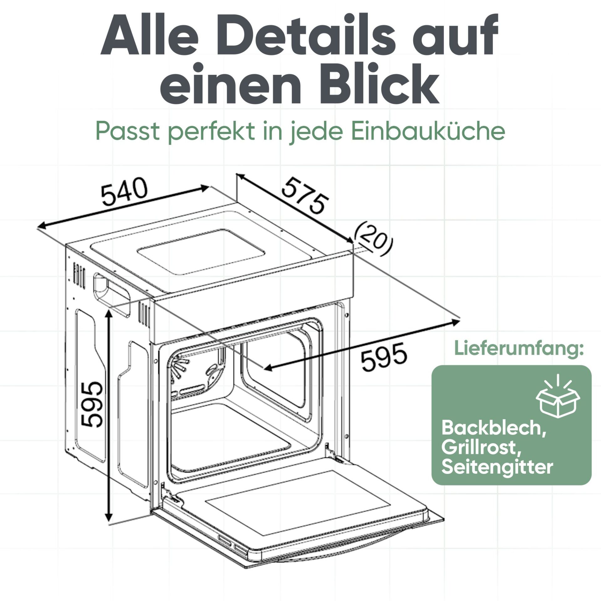 Backofen, Einbaubackofen, Ofeninnenraum, Schrankofen, Kochgerät