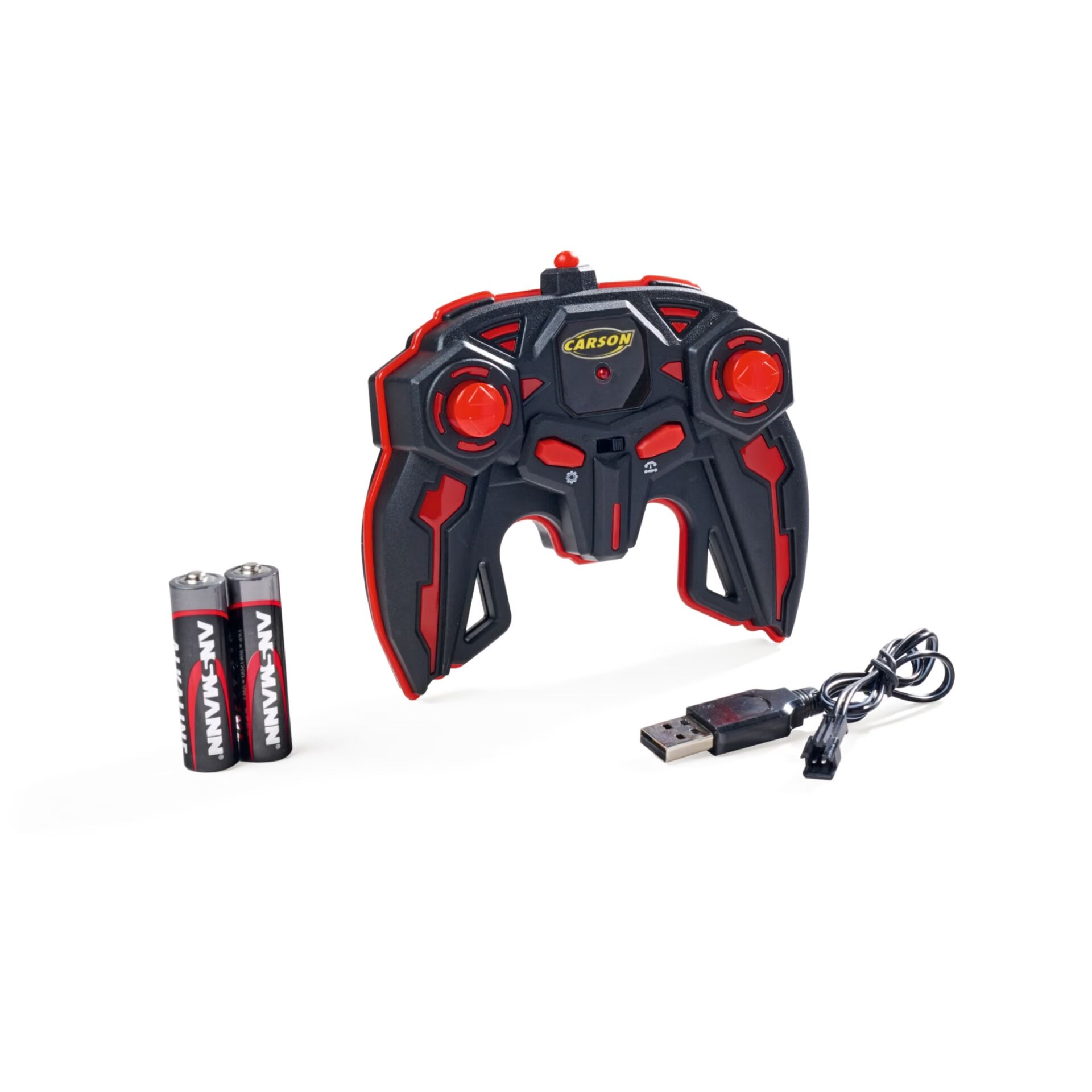 Fernbedienung, RC-Controller, Rot-Schwarz, Ladegerät, Batterien