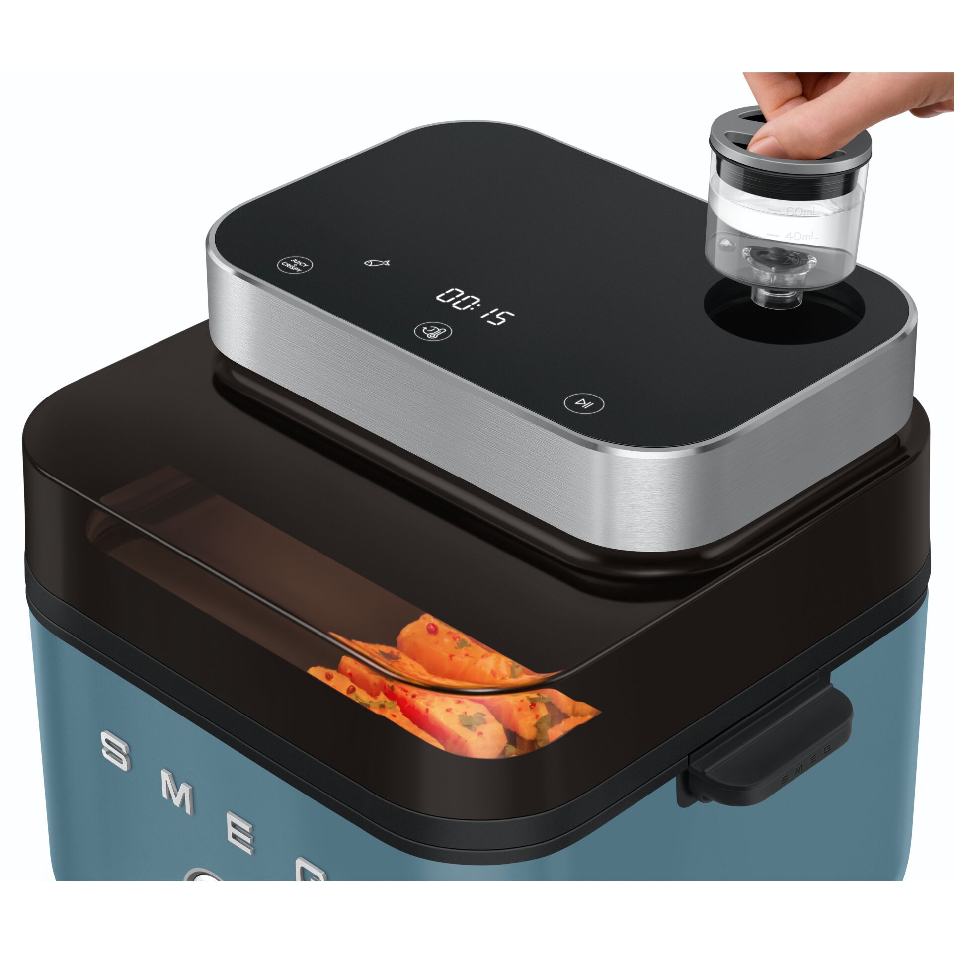 Air fryer, Digital display, Transparente Deckel, Gießhahn, Edelstahloberfläche