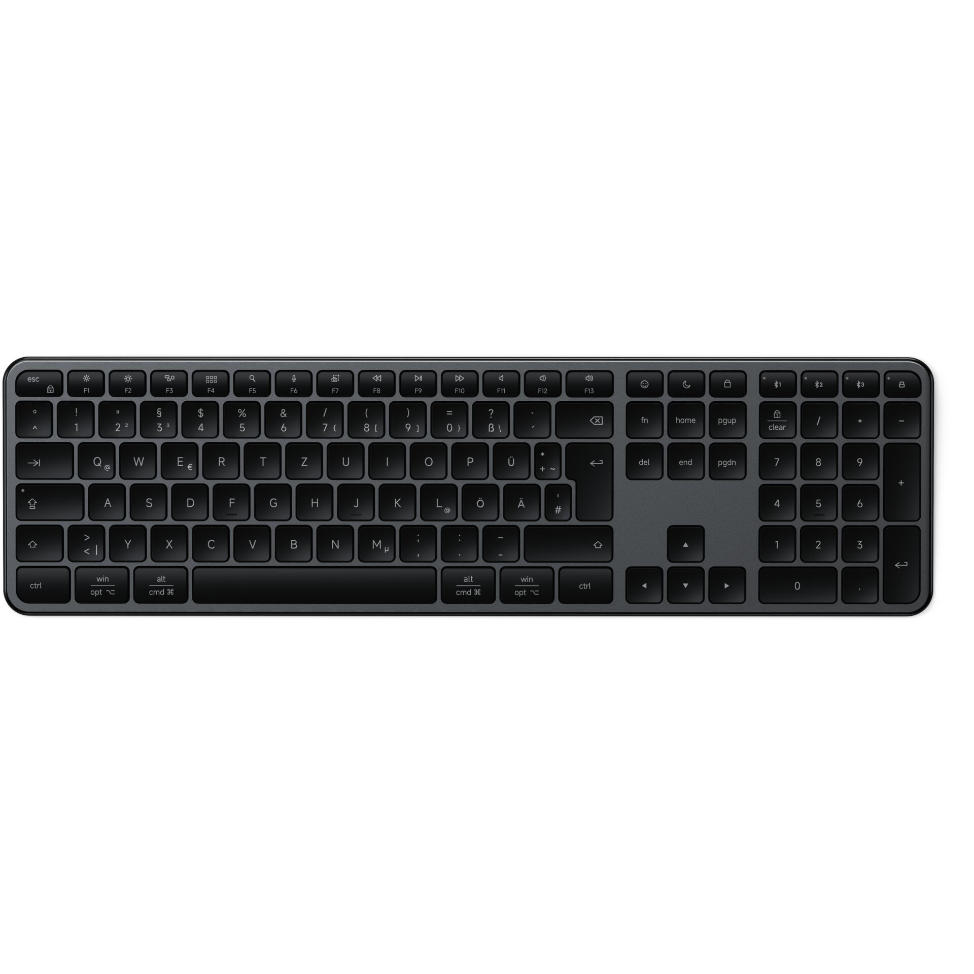 Tastatur, Schwarz, QWERTZ, Bluetooth, Kabellose Tastatur