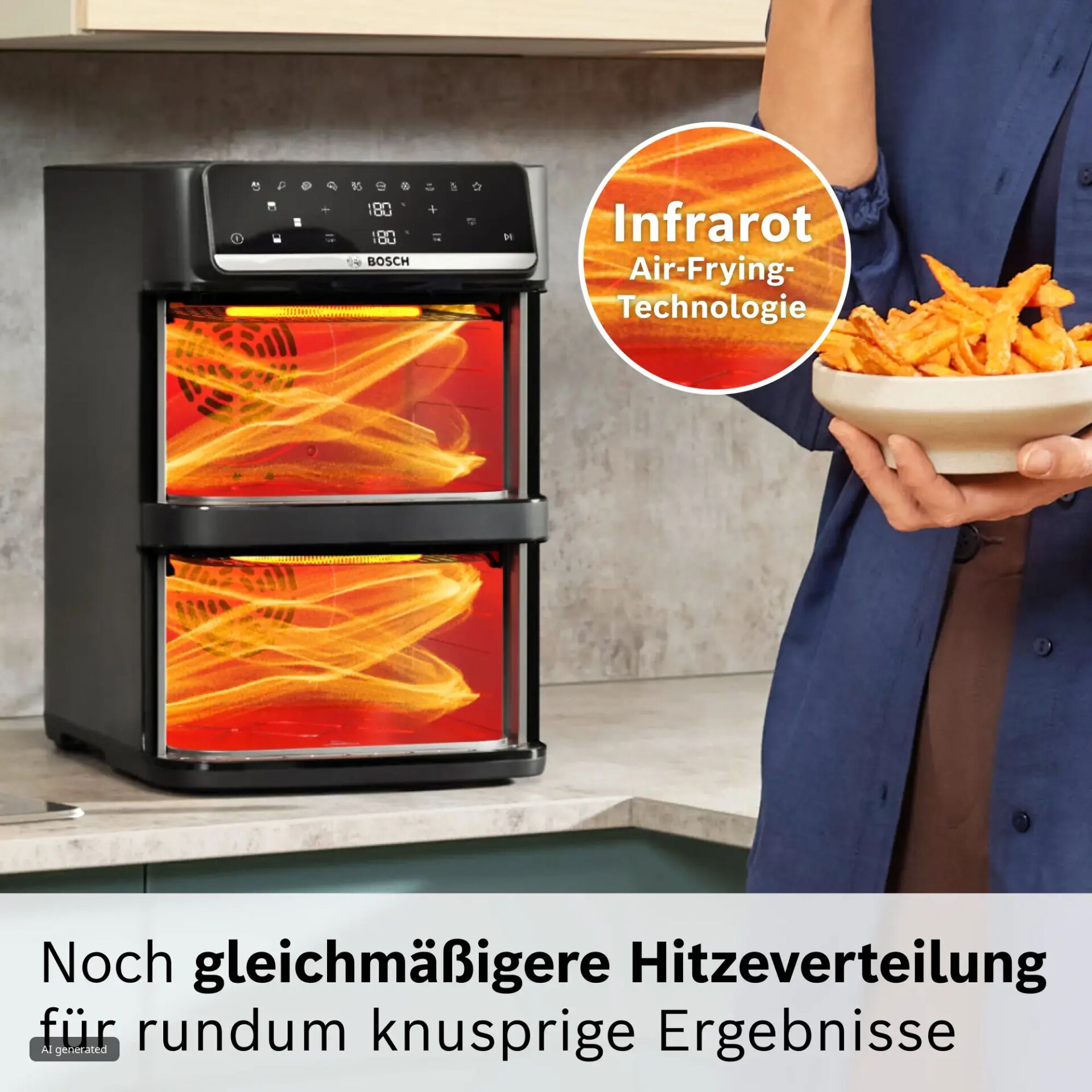 Backofen, Infrarot, Air-Frying, Fritteuse, Küche