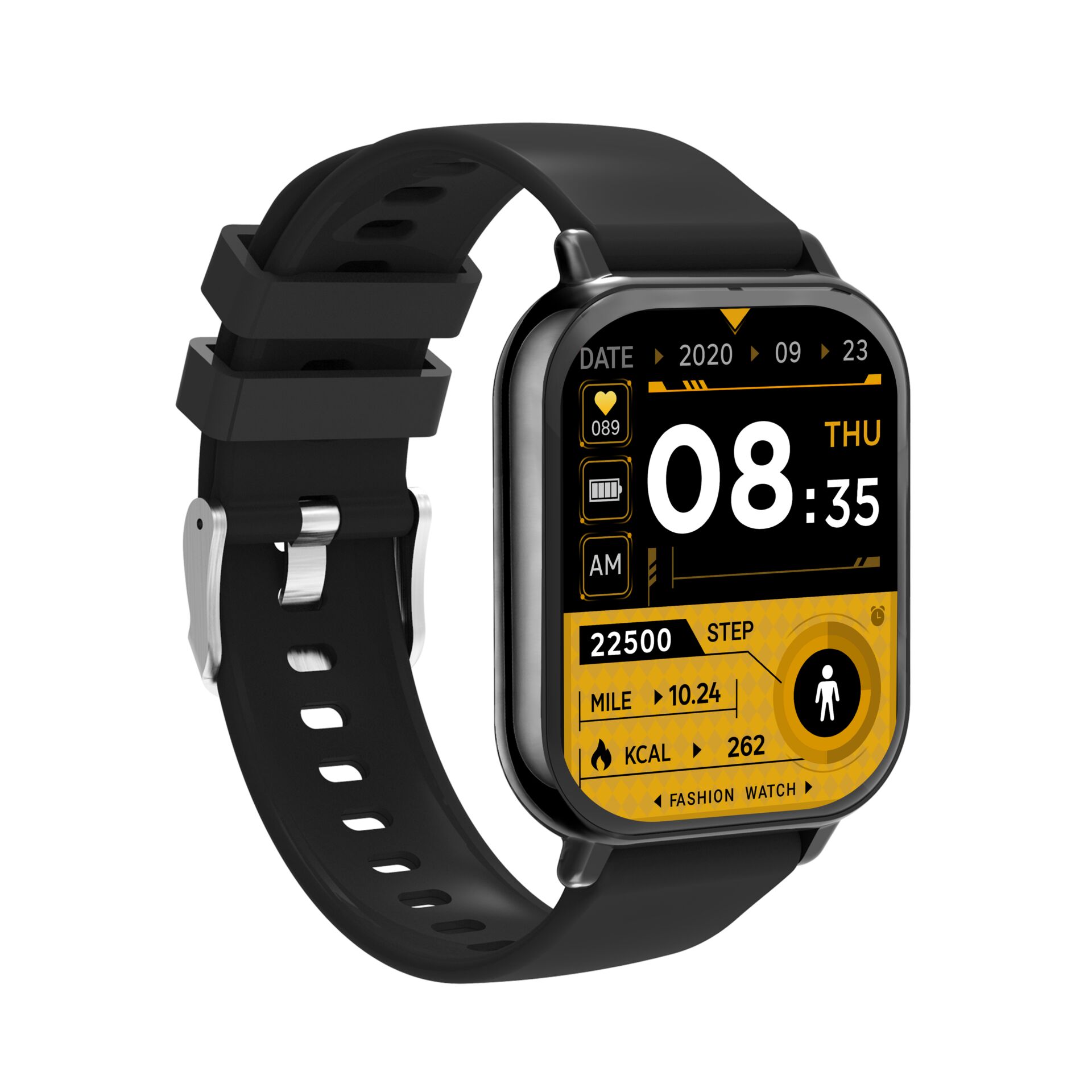 Smartwatch, Uhr, digitales Display, schwarzes Armband, Fitness-Tracker