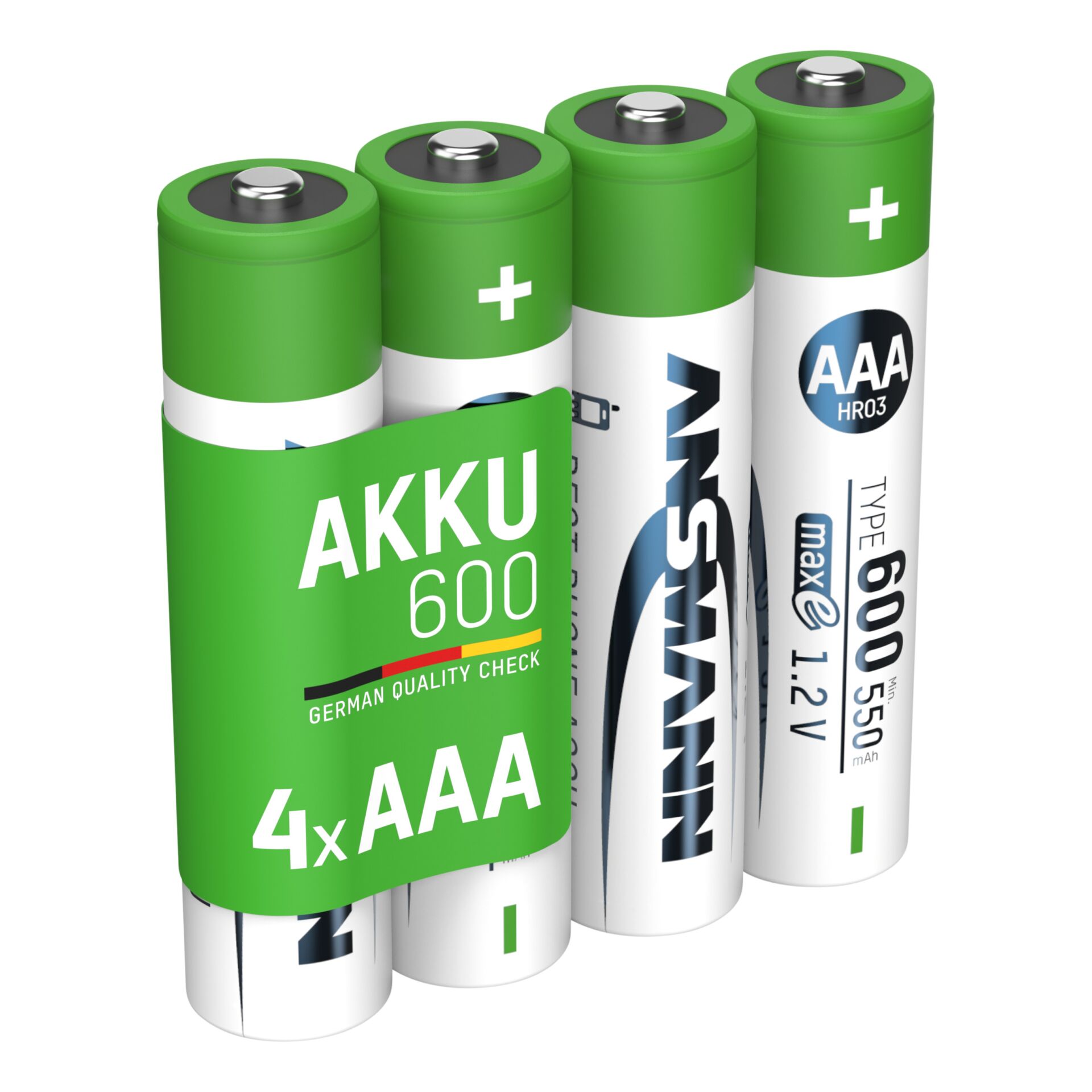 1x4 Ansmann NiMH Akku Micro AAA  Typ 600 min.550 mAh    1311-0022