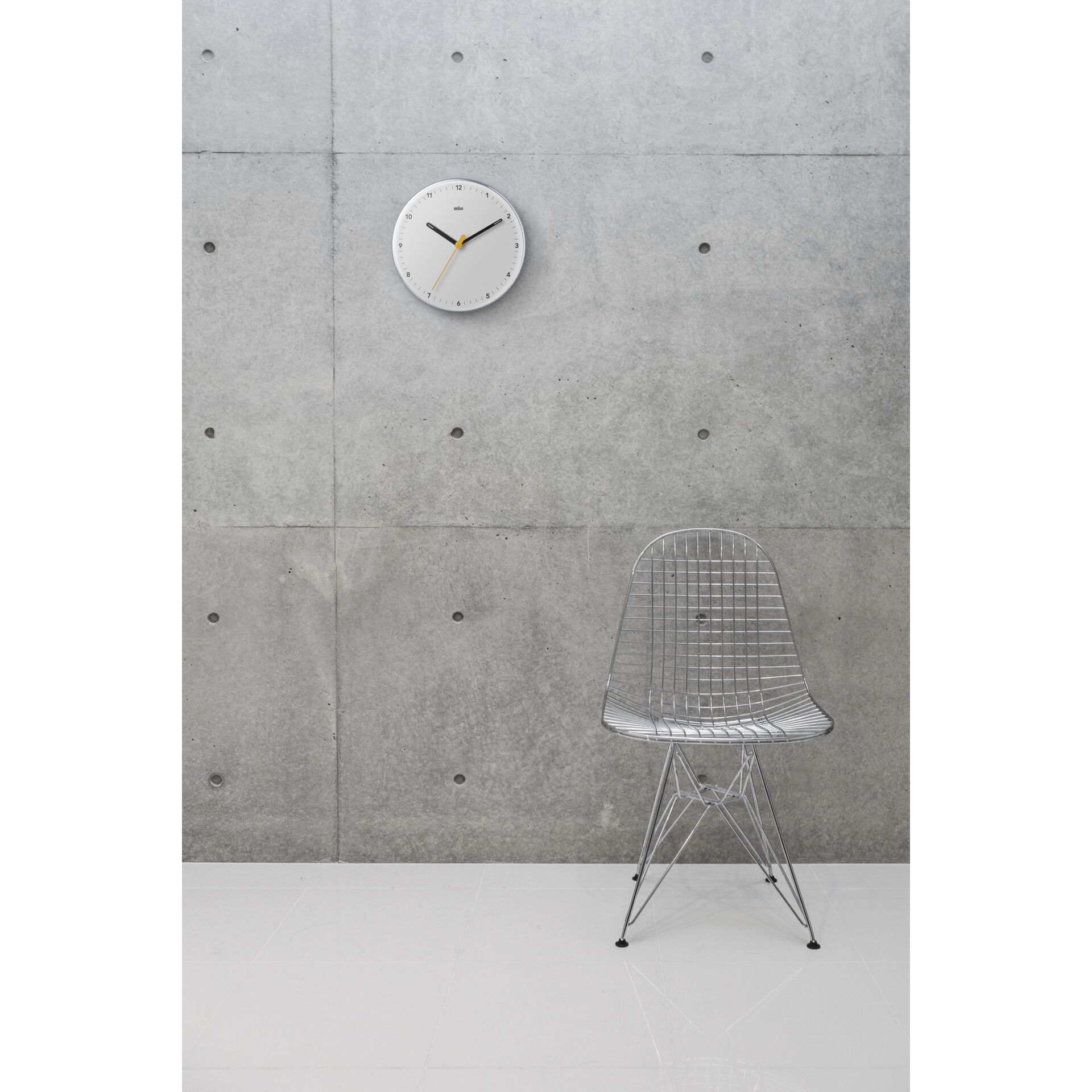 stuhl, Drahtstuhl, Metallstuhl, industriell, Uhr