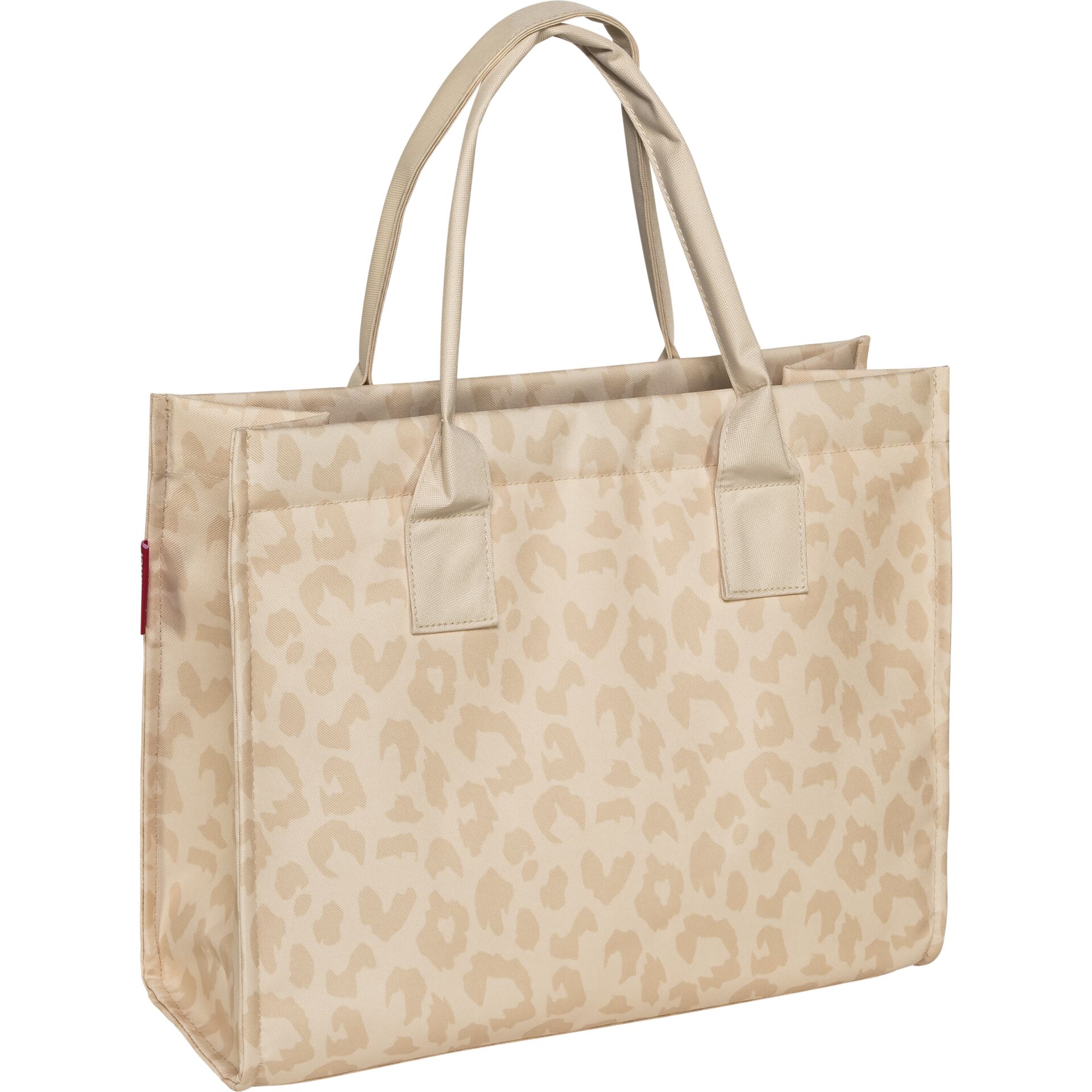 Tote-Tasche, Leopardendruck, Beige, Nylon, Handtasche