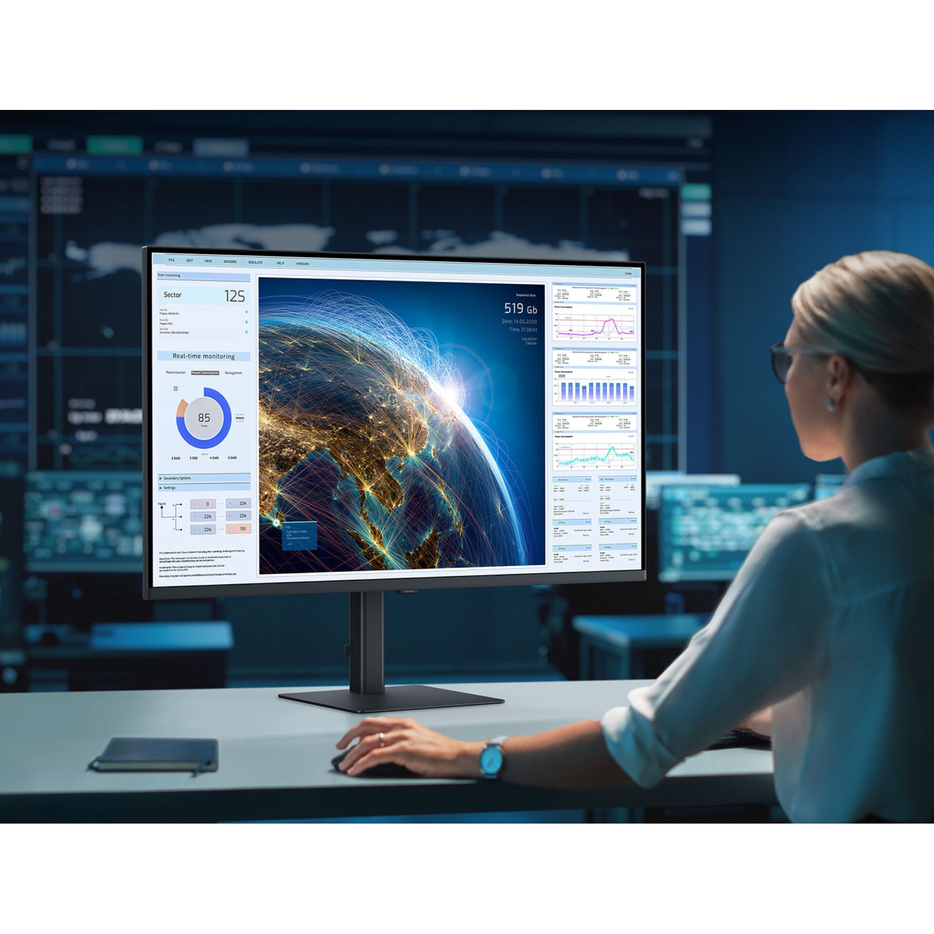 Bildschirm, Computer-Hardware, Überwachen, Person, Frau