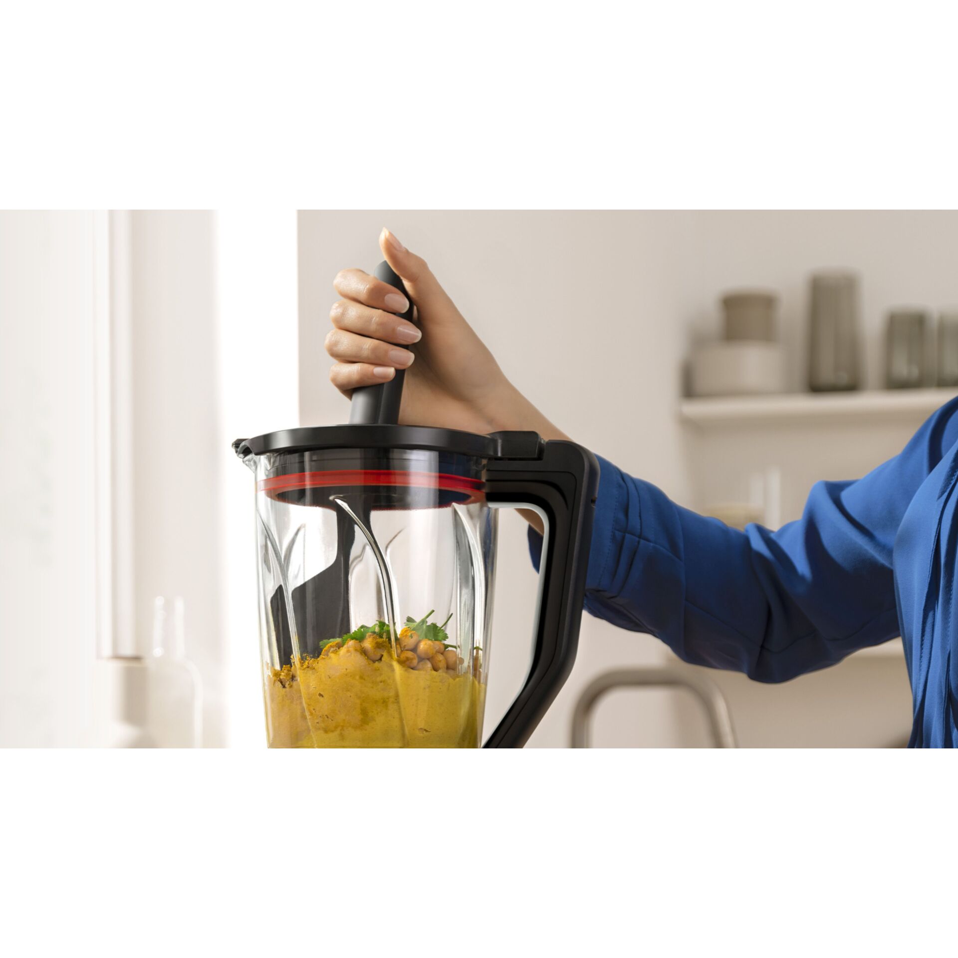 Kochen, Zutaten mischen, Essen pürieren, Person