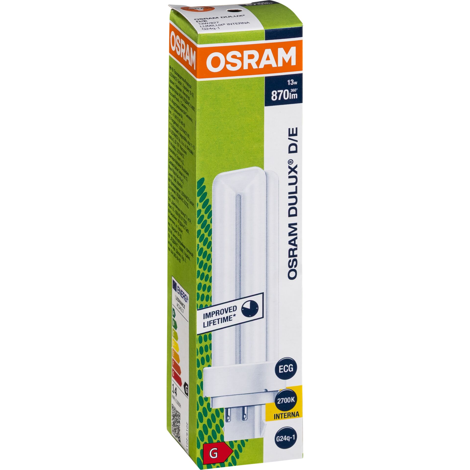 Osram DULUX D/E Energiesparlampe  13W/827 G24Q-1 FS1