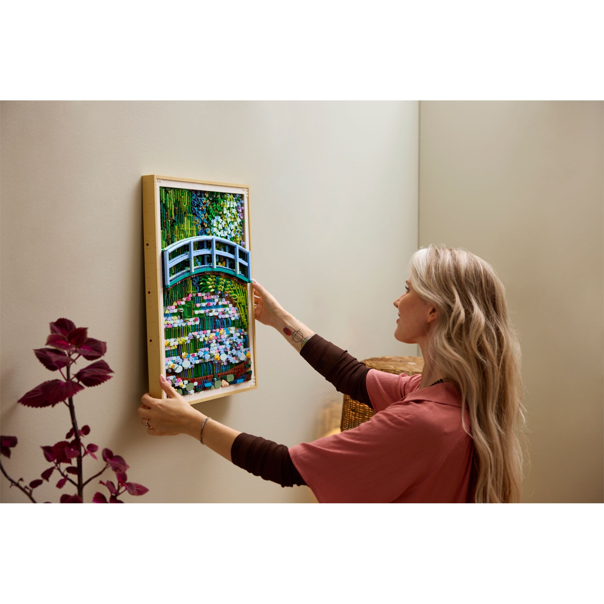 wandbild, holzrahmen, blumenmischung, panorama-ansicht, innenraumdekoration