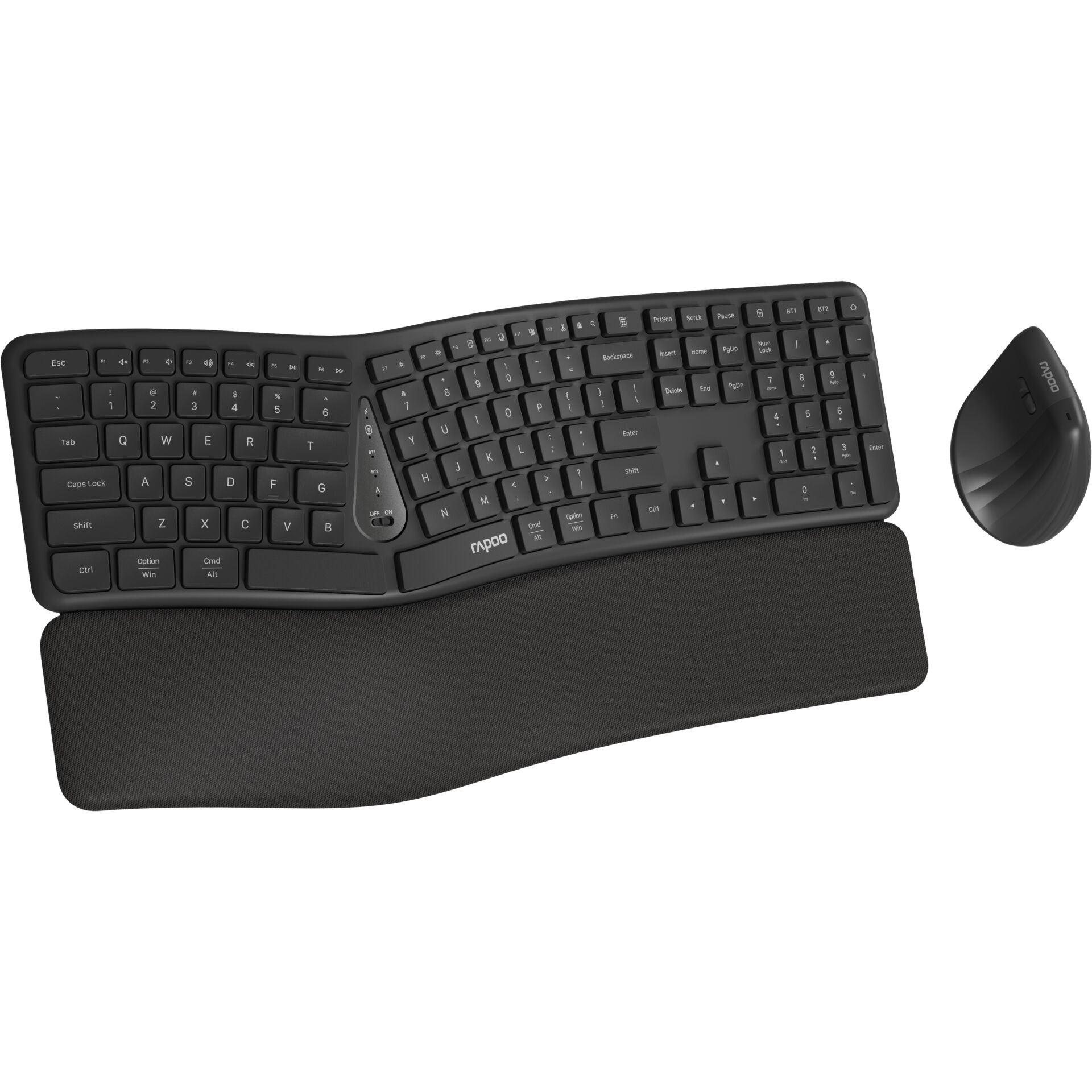 keyboard, wireless, ergonomic, schwarz, maus