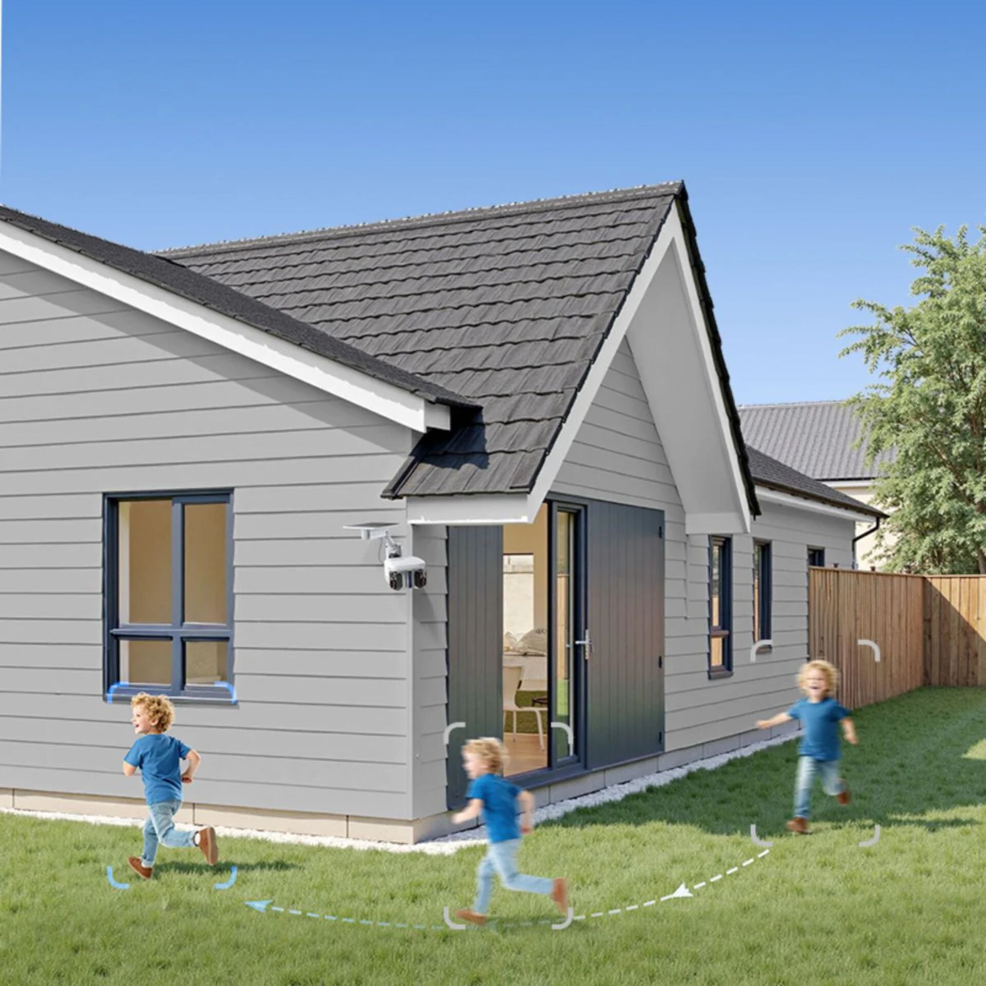 haus, dor, aussentür, fenster, überwachungskamera