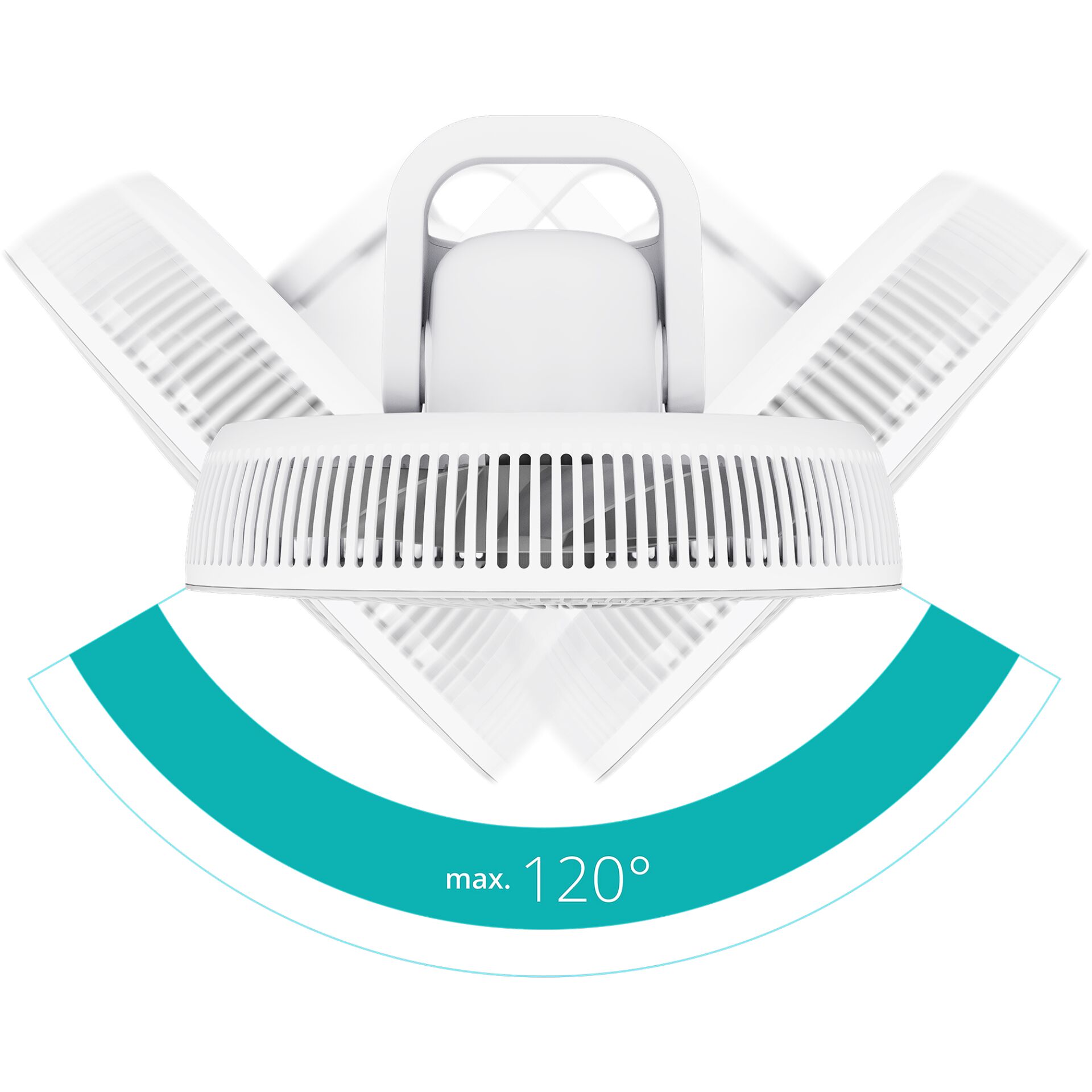 Deckenventilator, Weiß, Halbrunder Ventilator, Stilventilator, Schwenkfunktion