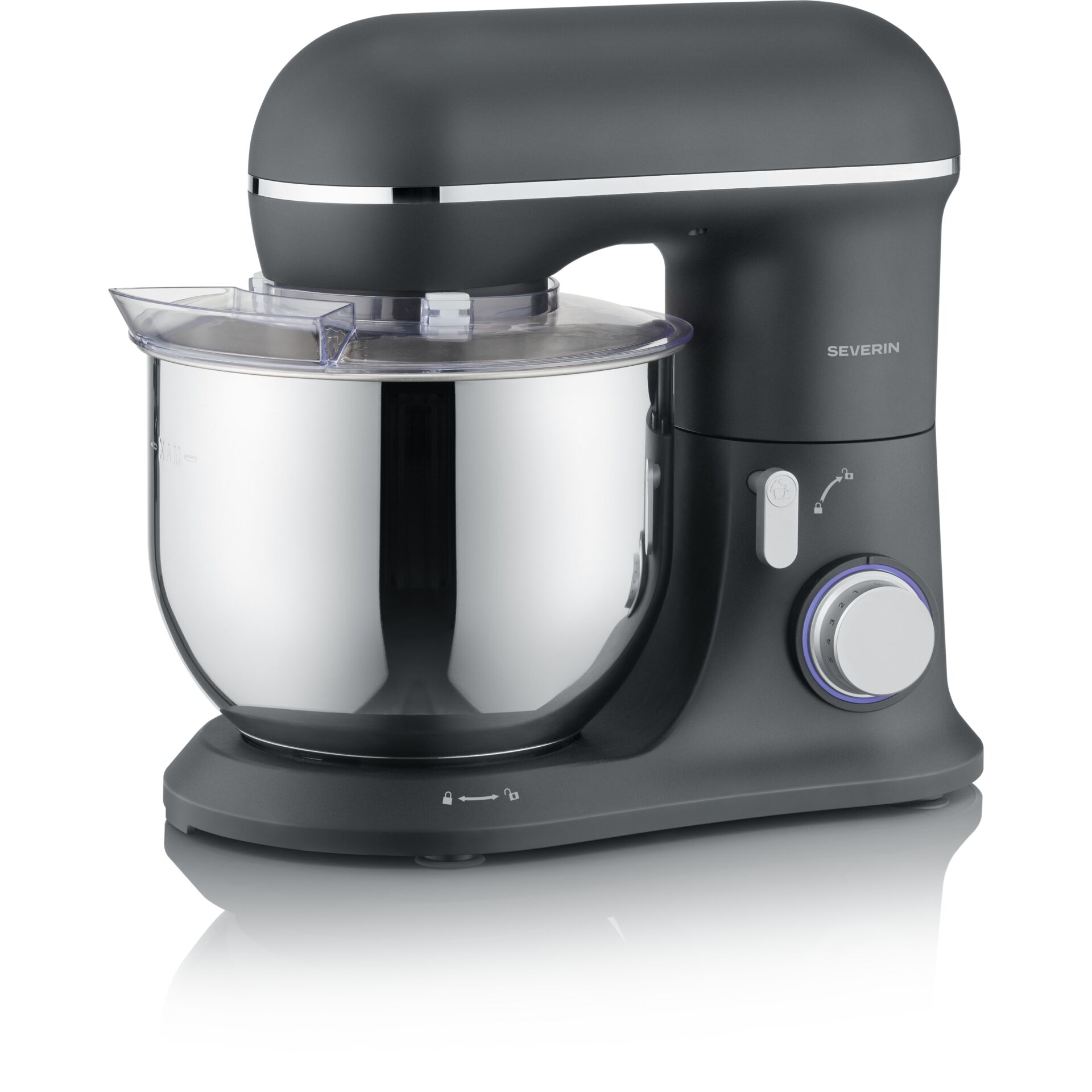 Standmixer, Küchenmaschine, Edelstahl-Schüssel, Drehknopf, Graugrün