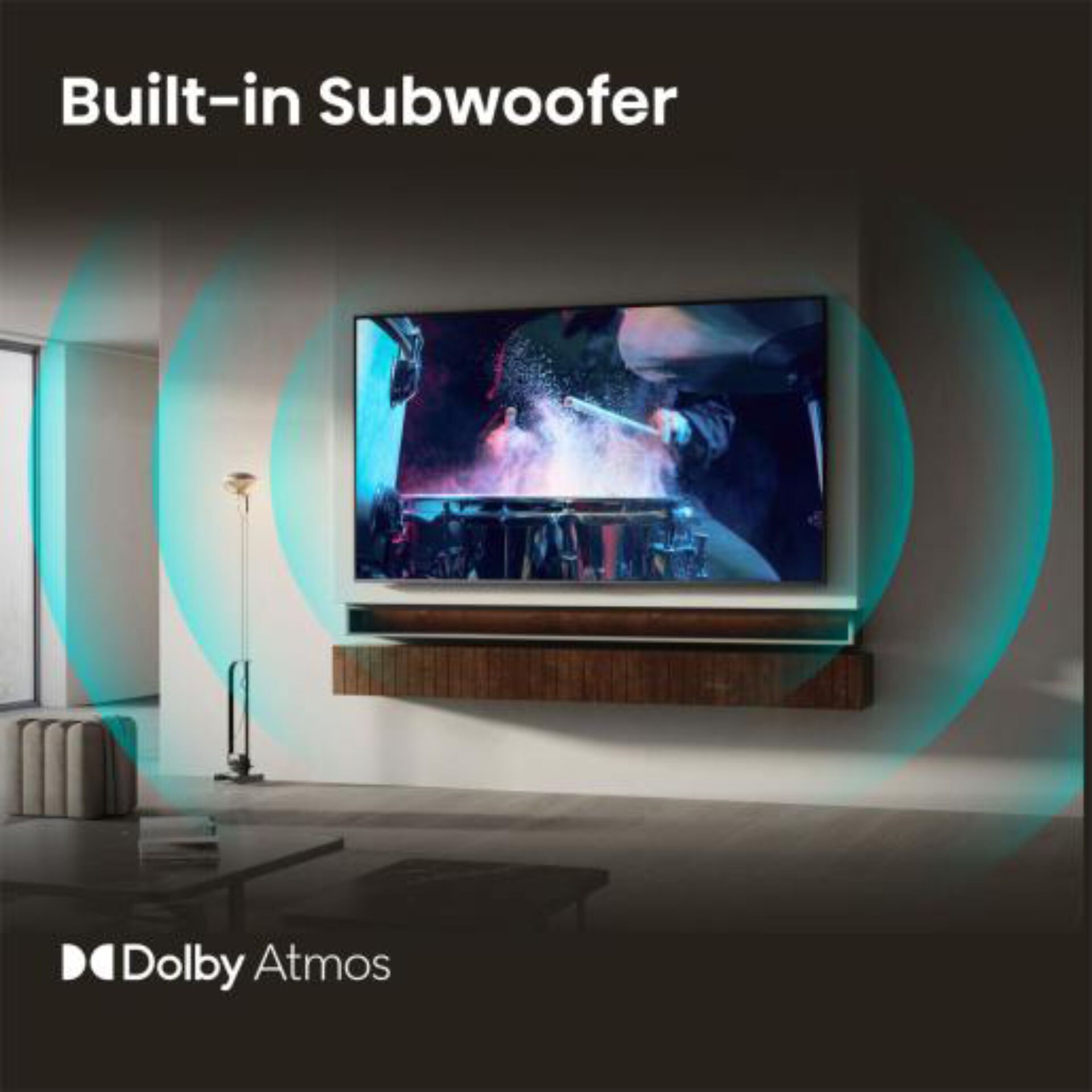 built-in subwoofer, soundbar, tv speaker, Dolby Atmos, home theater