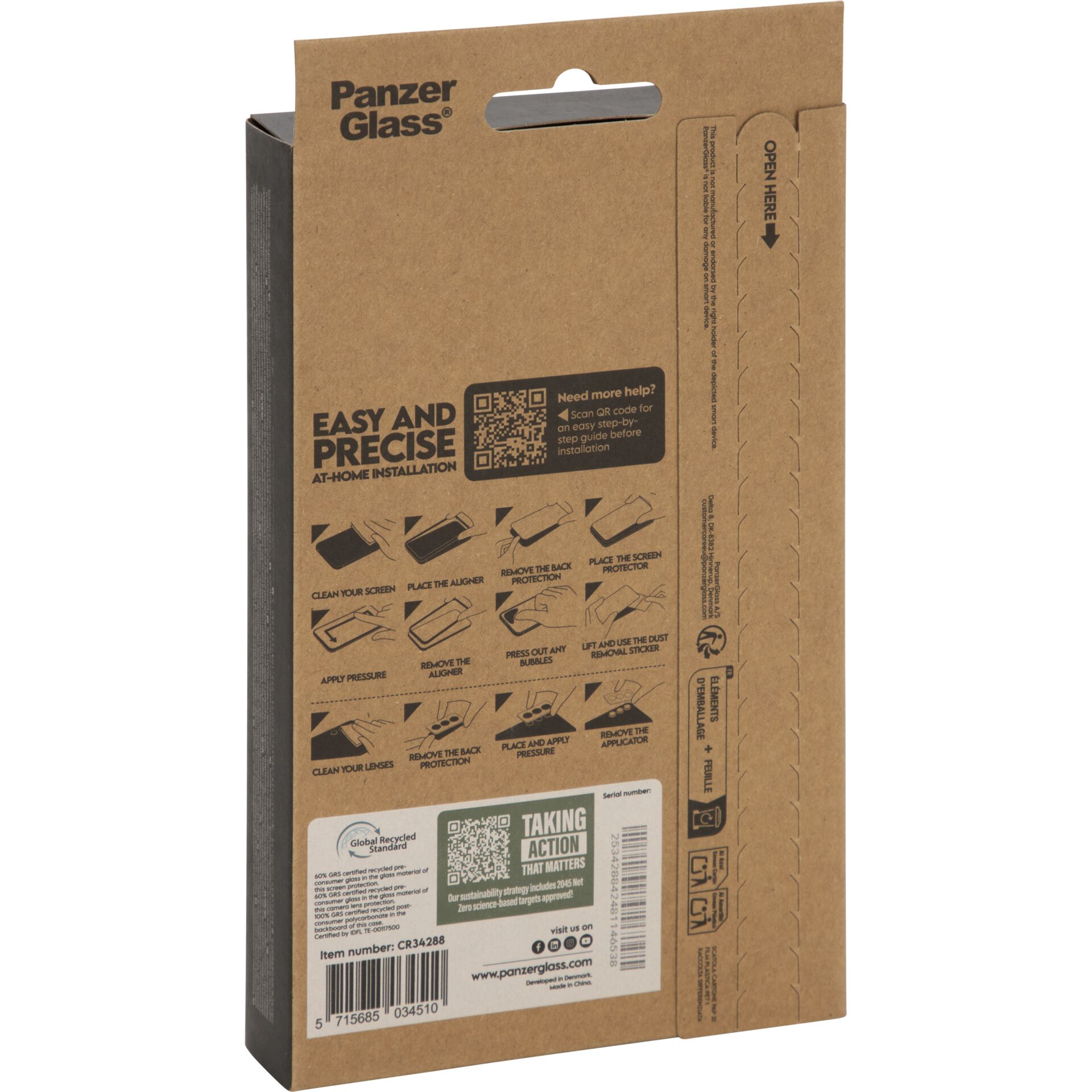 Kartonverpackung, Panzer Glass, Screenschutz, Telefonbildschirm, Anleitung