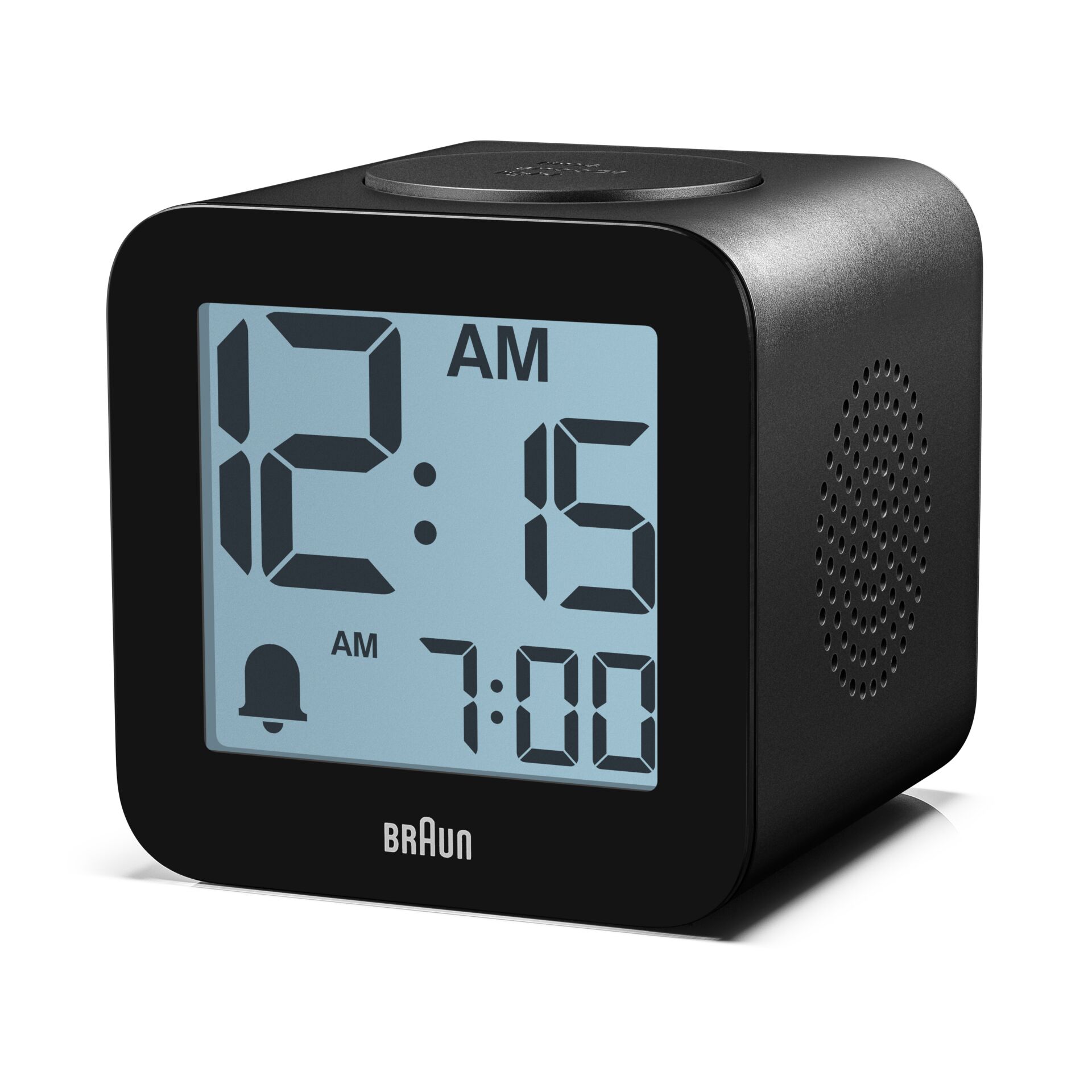 digitaluhr, wecker, LCD-anzeige, schwarzer würfel, Braun-Marke
