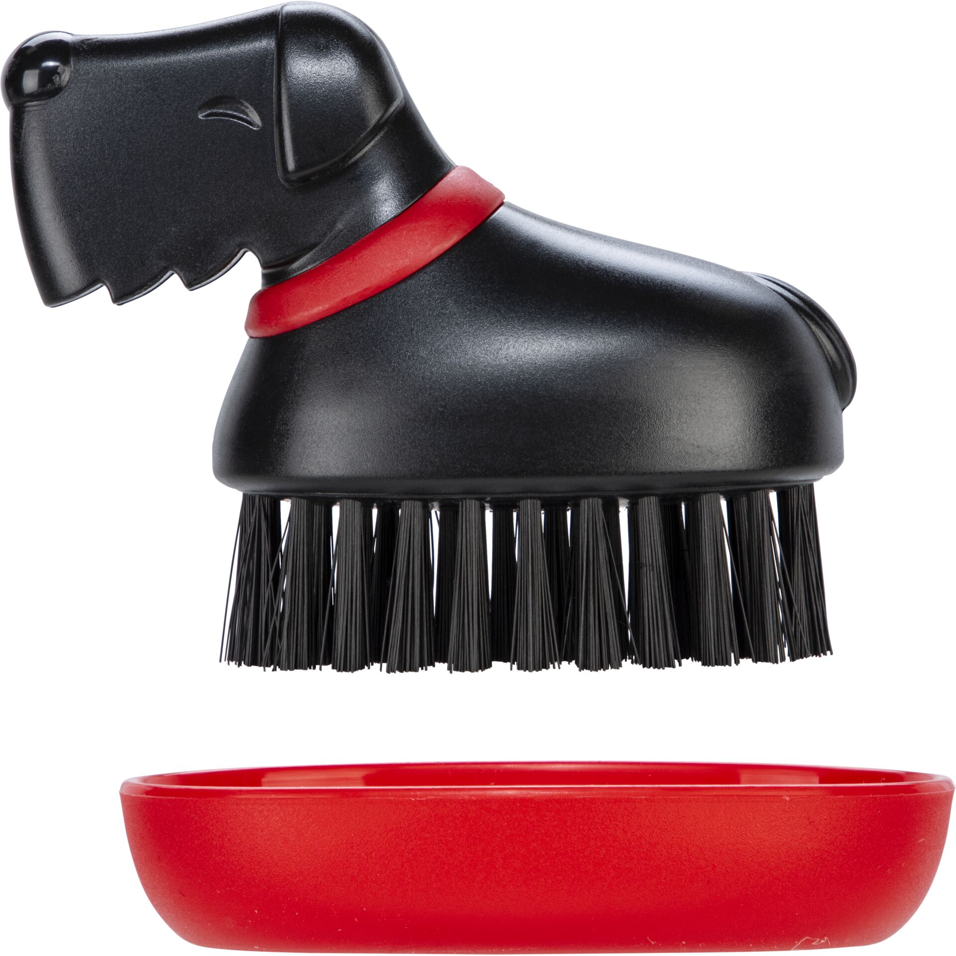 Hundebürste, Hundehaarbürste, Kunststoffbürste, Schwarz, Rote Halterung