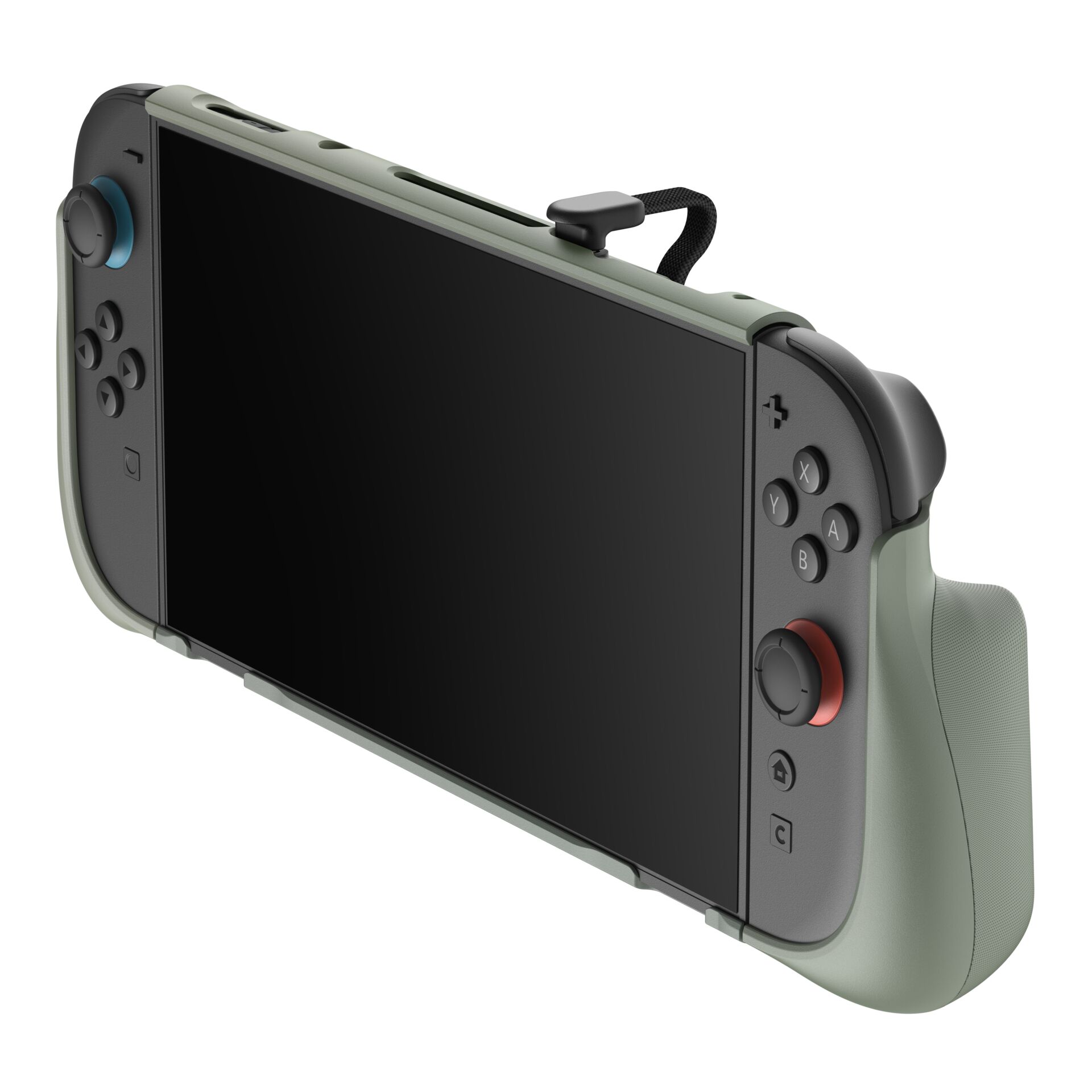 Laptop‑style handheld, Gaming console, Joy‑con grip, Green controller, Display screen