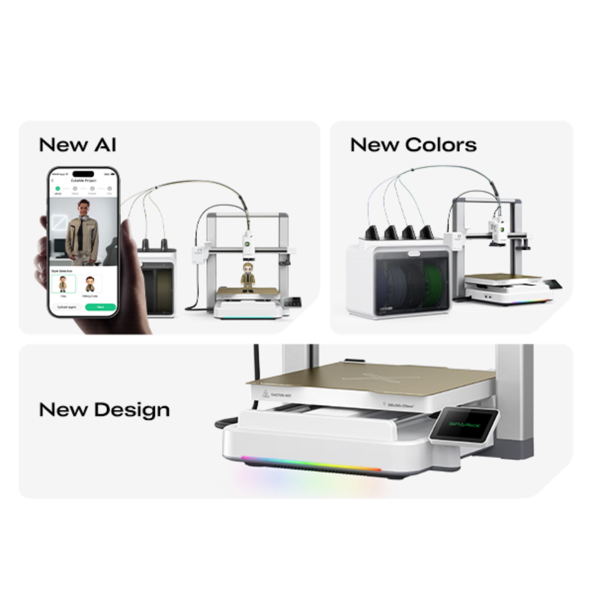3D-Drucker, Desktop-Drucker, Filamentenmaschine, RGB-Farben, Design