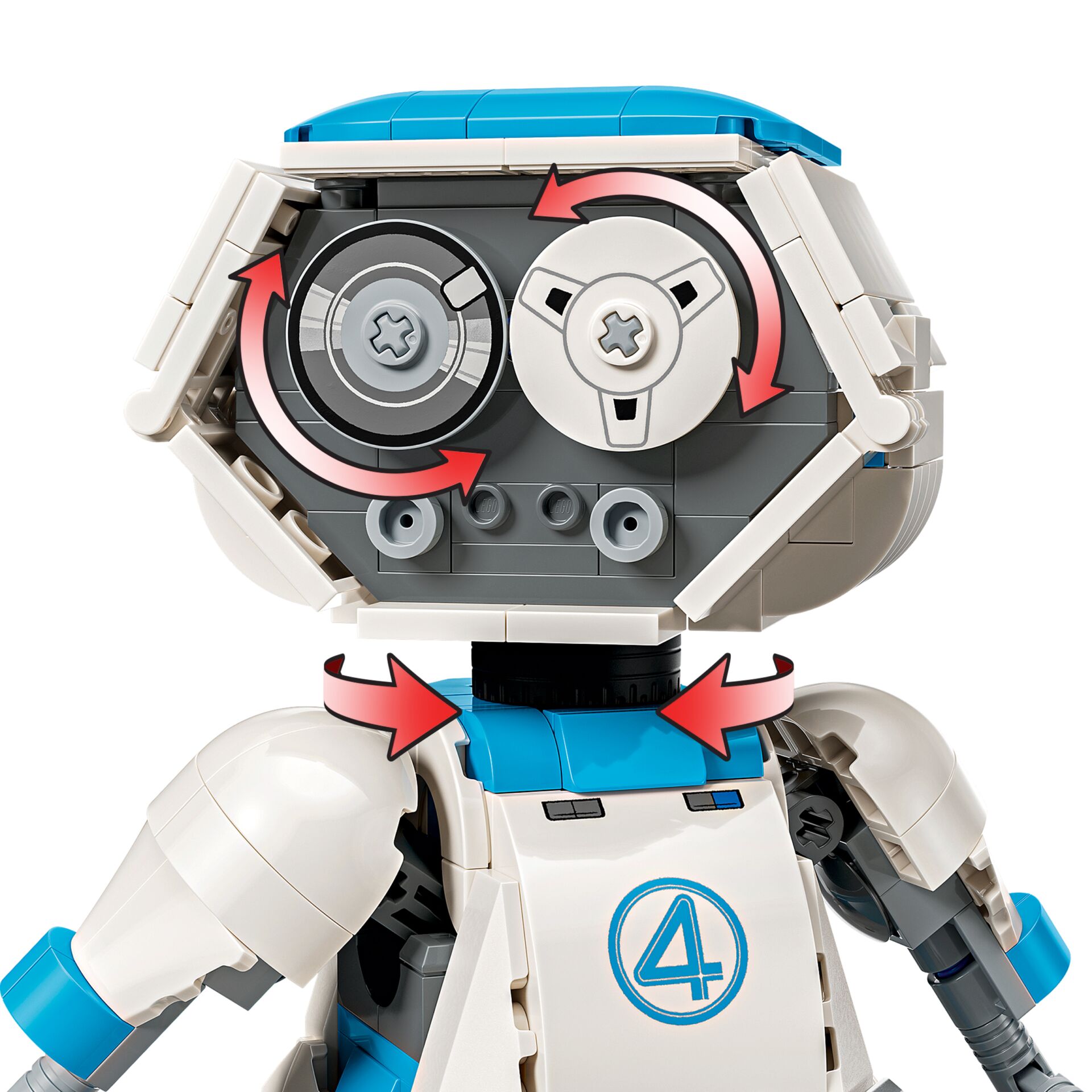 roboter, lego, droid, großer kopf, blau weiß