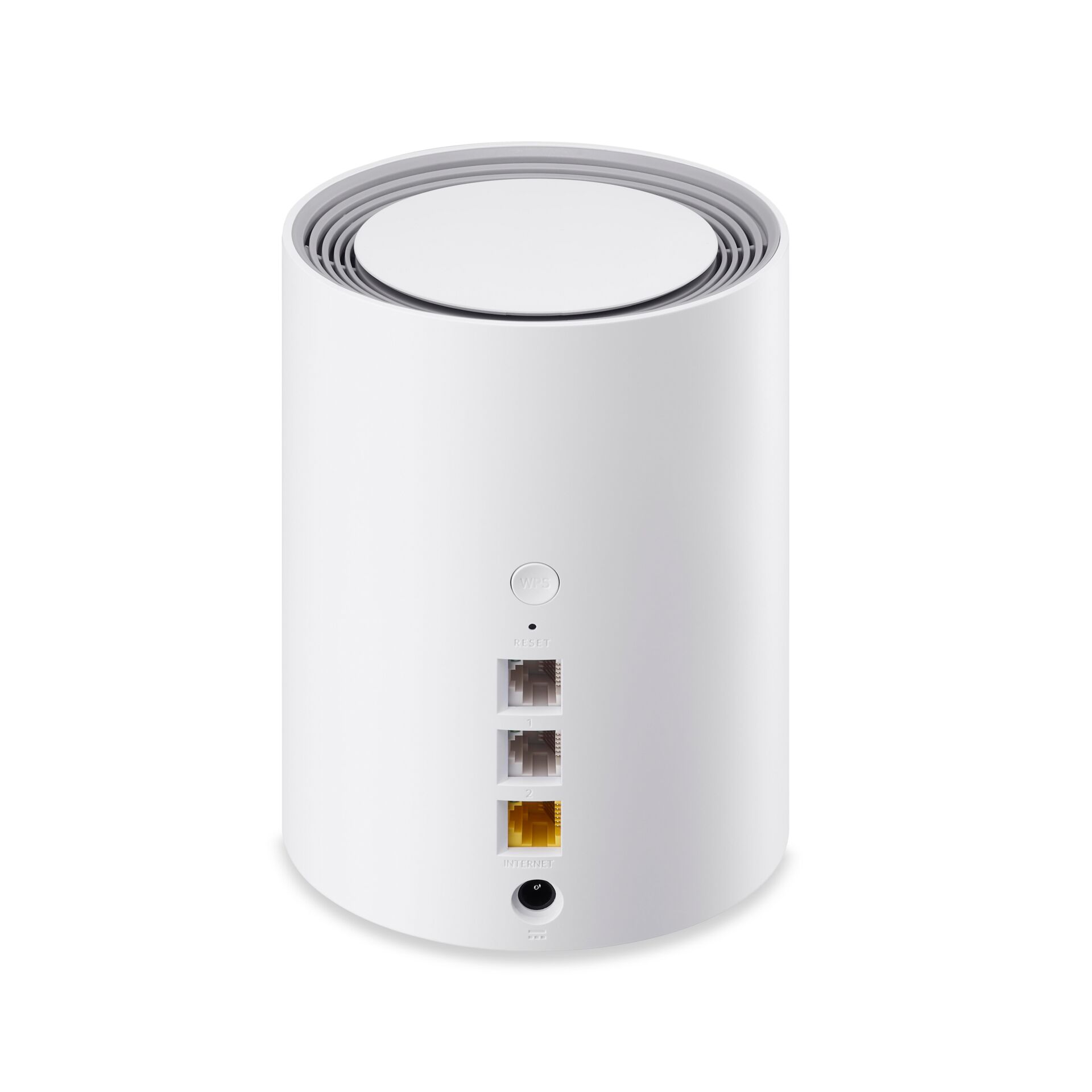 weißer Zylinder, WLAN-Router, Ethernet-Anschlüsse, Modem, modernes Design